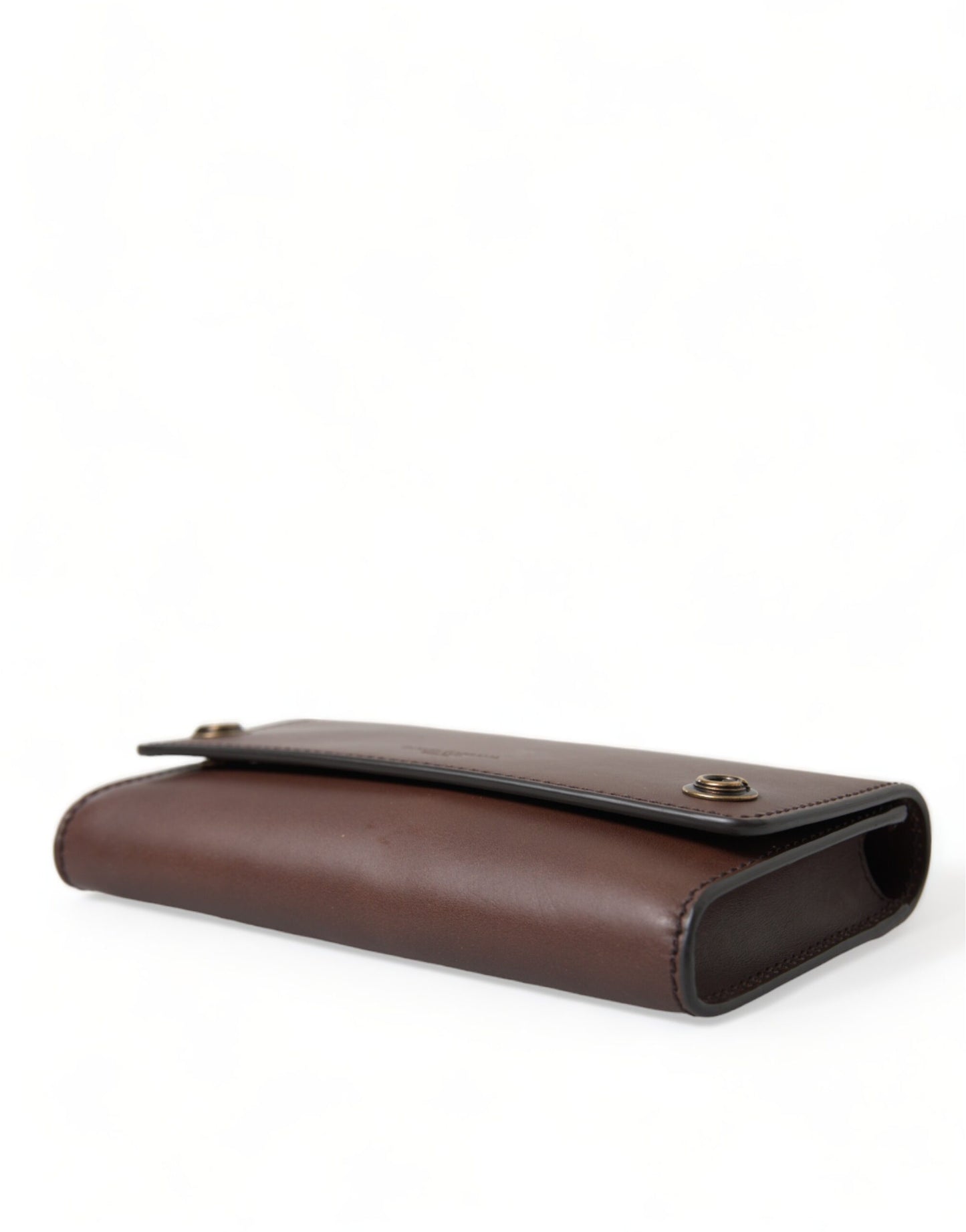 Dolce & Gabbana Brown Leather Logo Embossed Men Mini Shoulder Bag