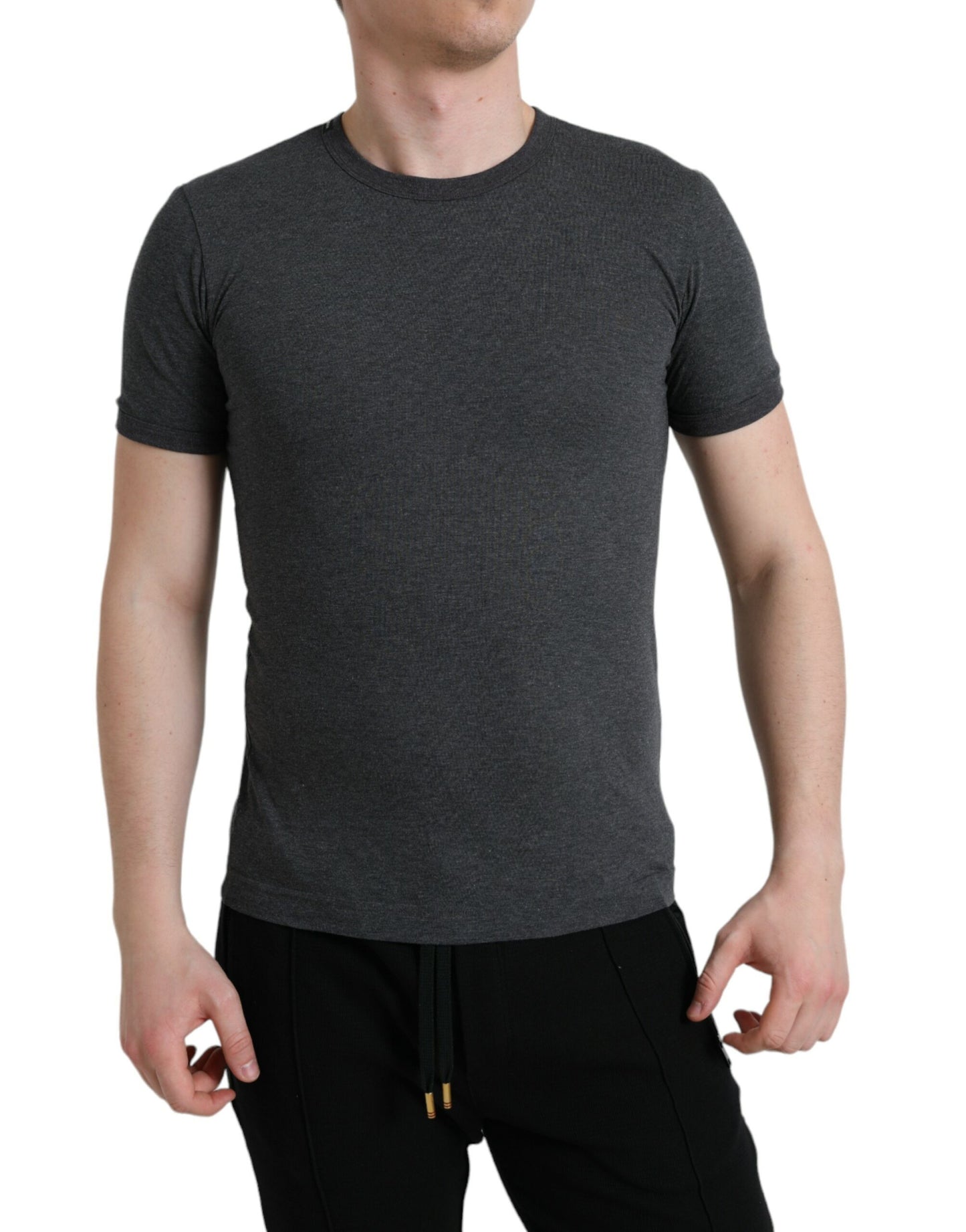 Dolce & Gabbana Dark Gray Cotton Crew Neck T-shirt by Dolce & Gabbana