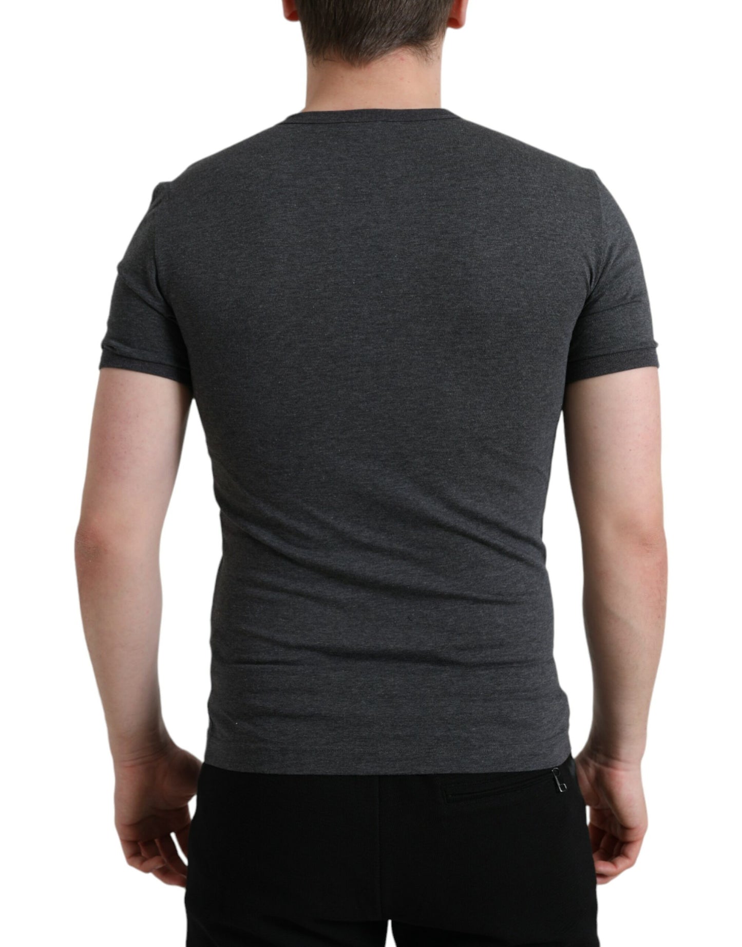 Dolce & Gabbana Dark Gray Cotton Crew Neck T-shirt by Dolce & Gabbana