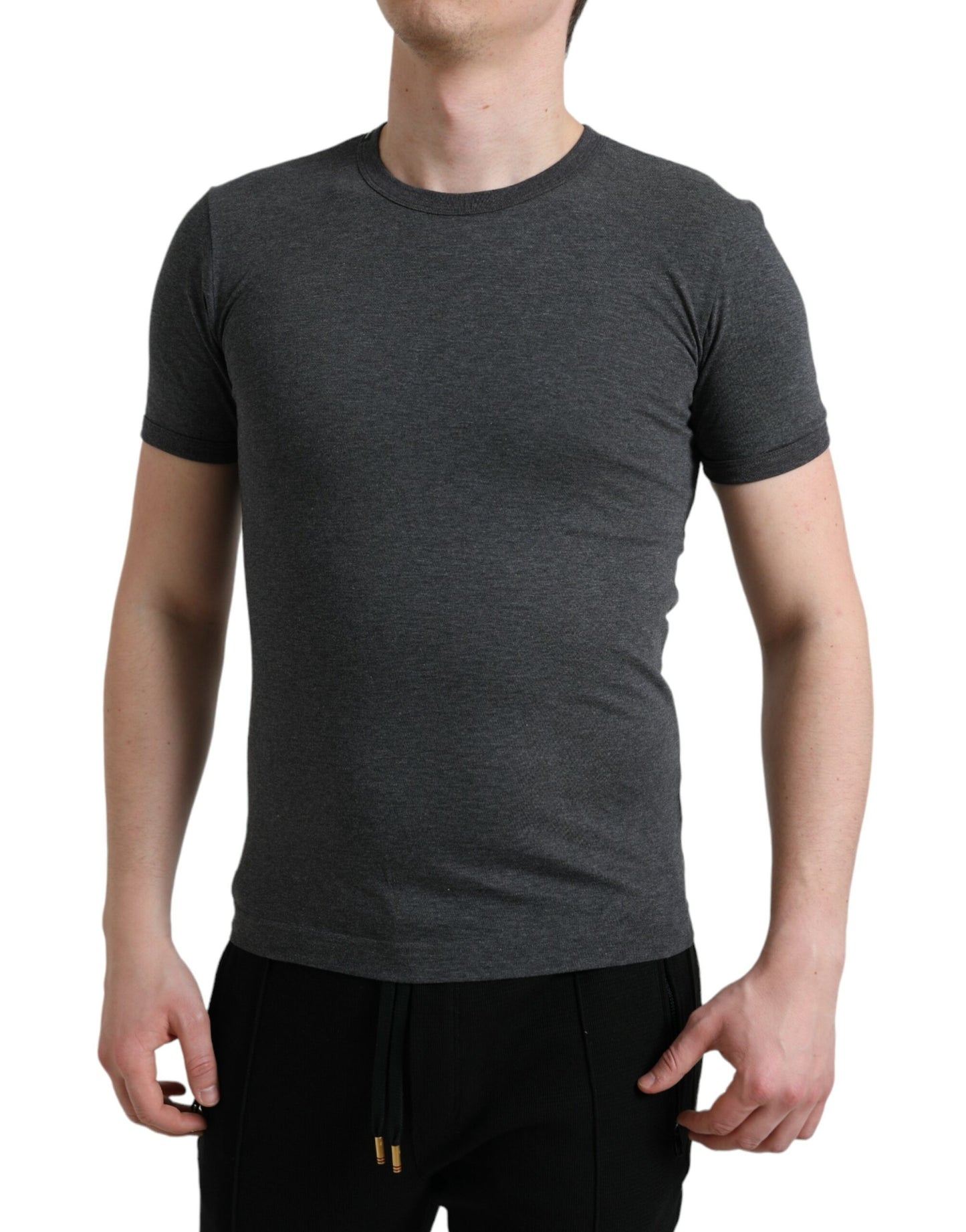 Dolce & Gabbana Dark Gray Cotton Crew Neck T-shirt by Dolce & Gabbana