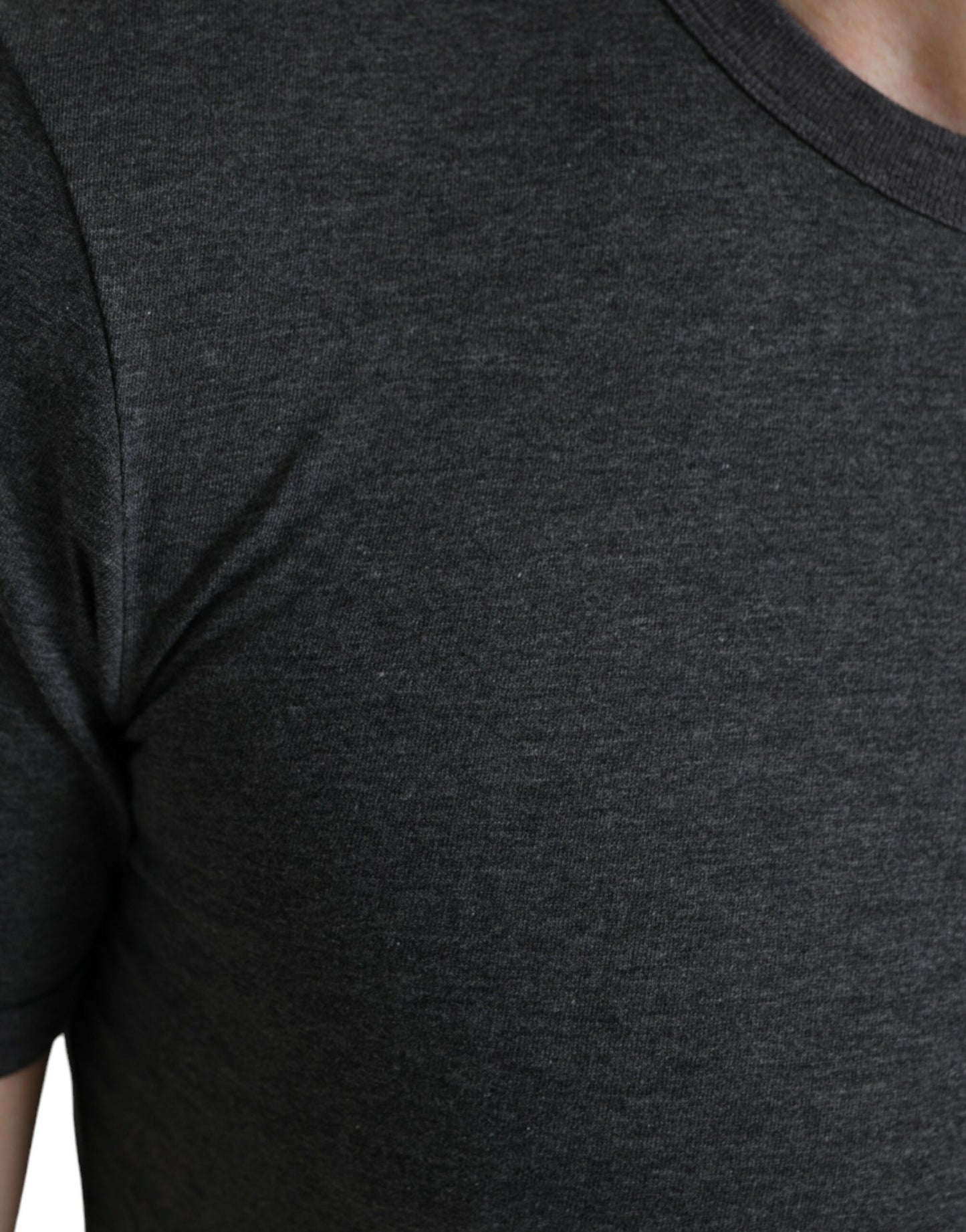 Dolce & Gabbana Dark Gray Cotton Crew Neck T-shirt by Dolce & Gabbana