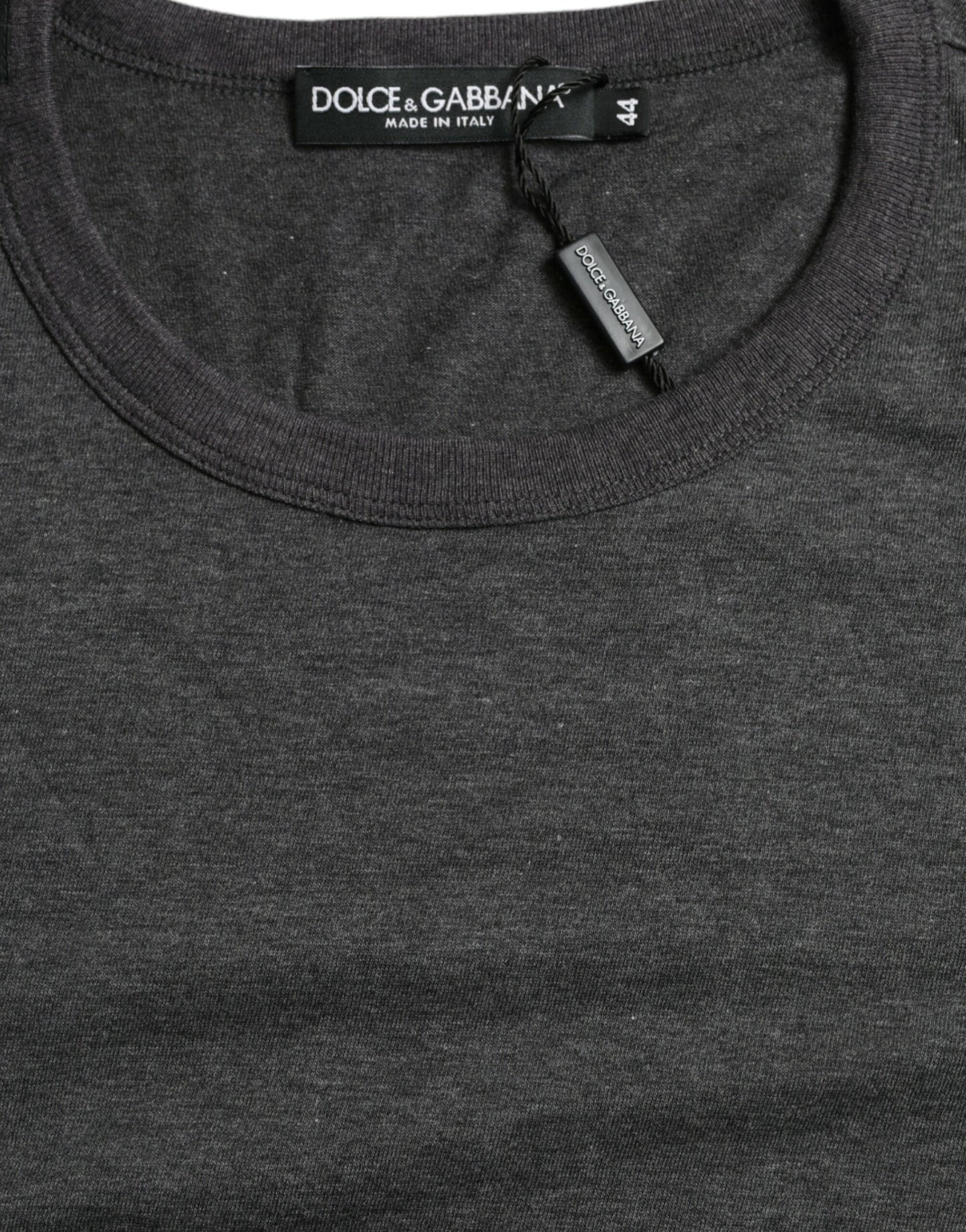 Dolce & Gabbana Dark Gray Cotton Crew Neck T-shirt by Dolce & Gabbana