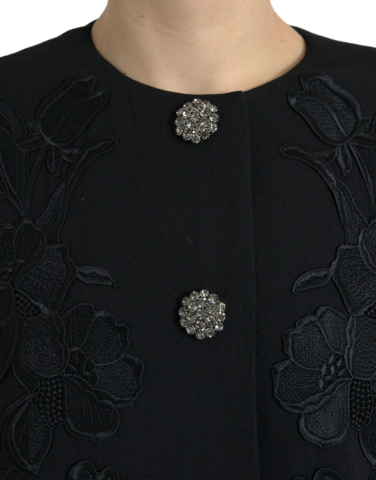 Trench-coat élégant en laine boutonné à fleurs Dolce & Gabbana