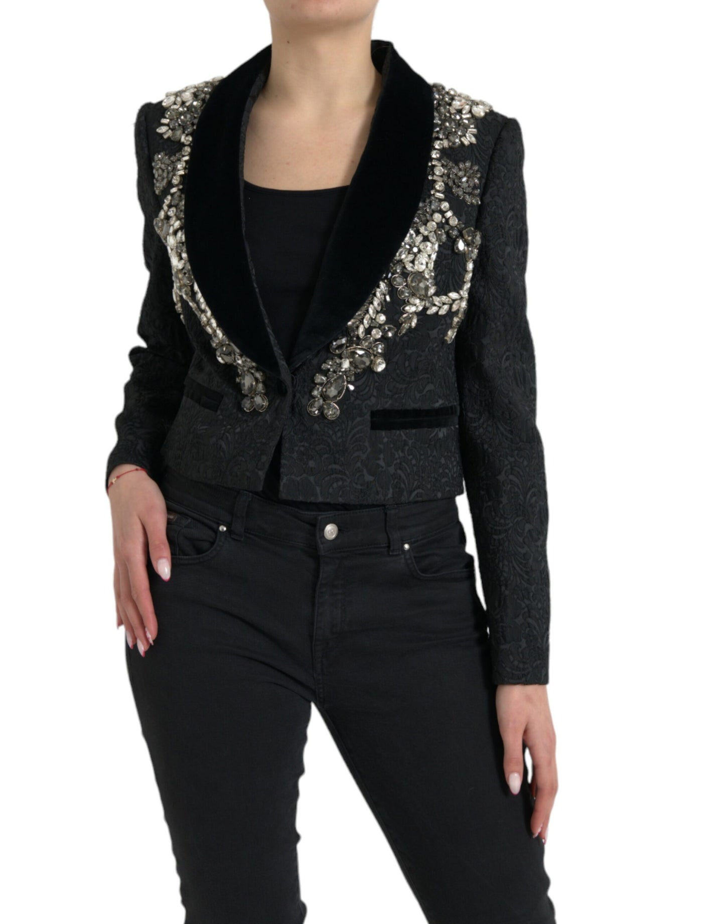 Dolce & Gabbana - Veste pardessus noire élégante ornée