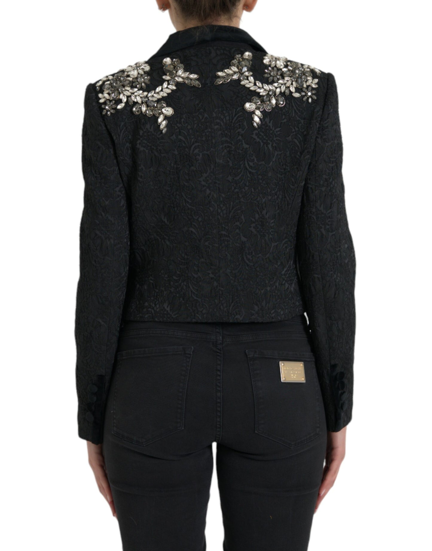 Dolce & Gabbana - Veste pardessus noire élégante ornée