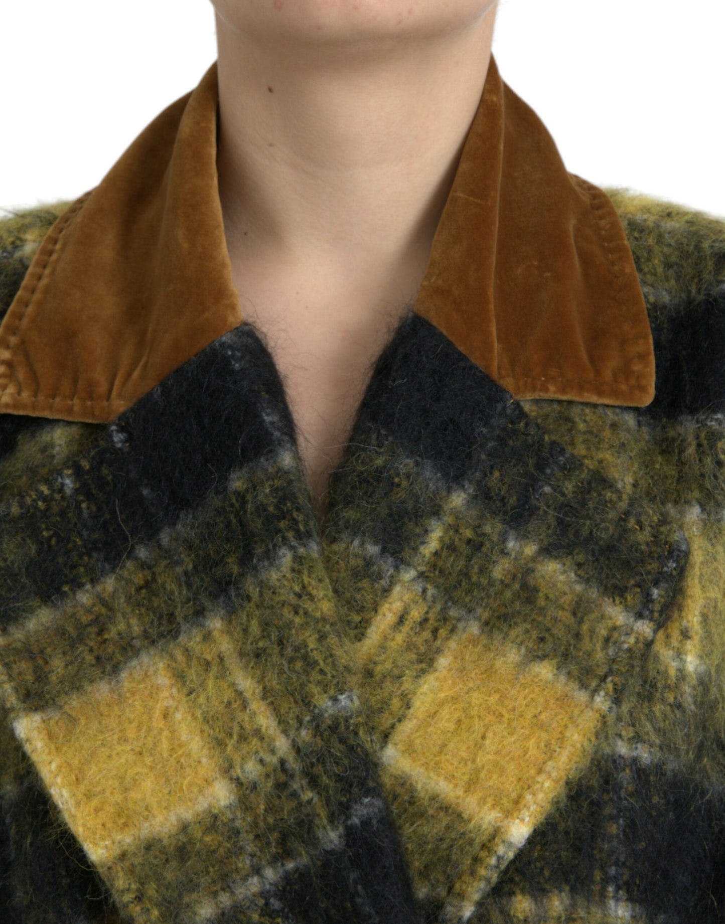 Trench-coat long à carreaux chic Dolce & Gabbana en jaune soleil