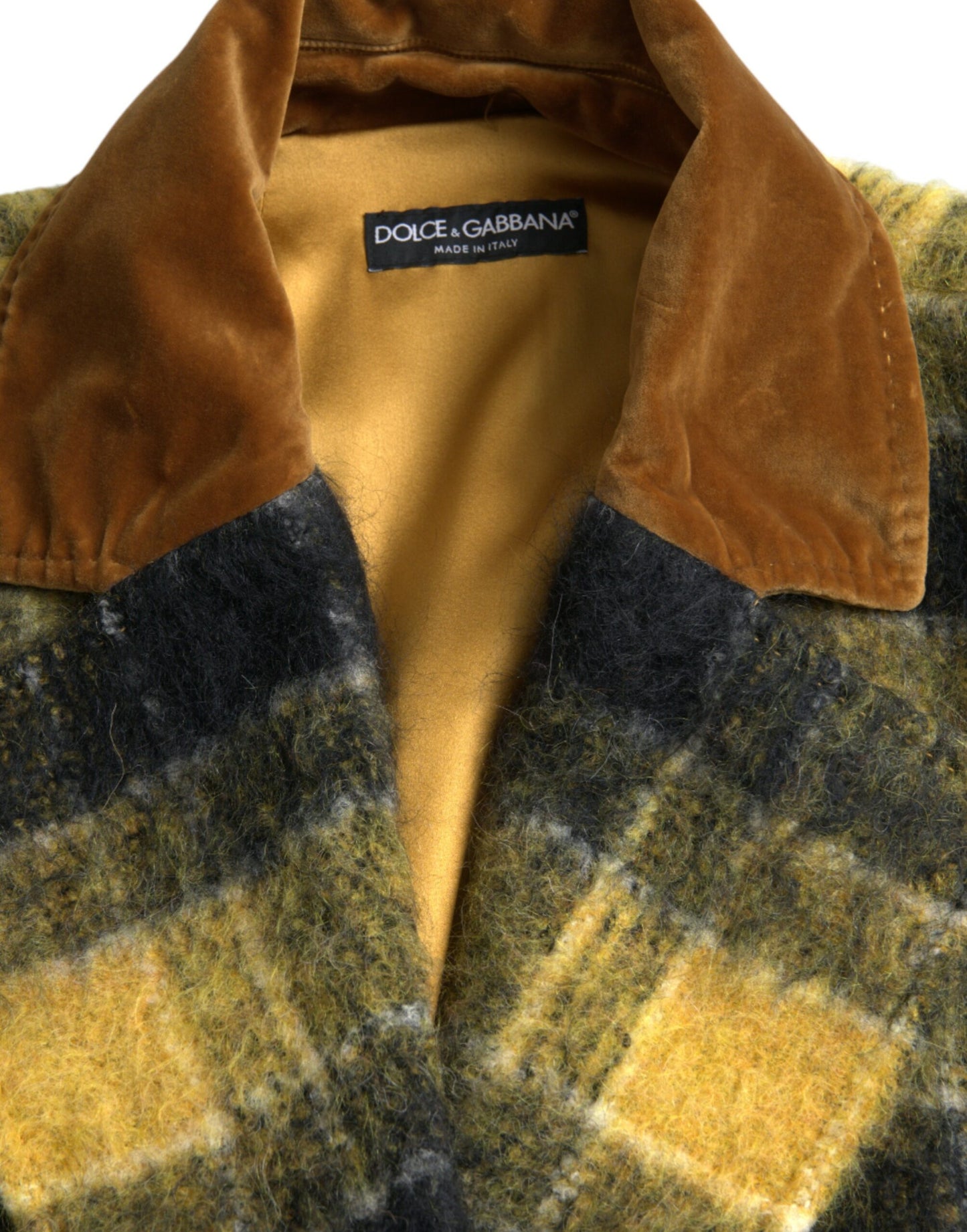Trench-coat long à carreaux chic Dolce & Gabbana en jaune soleil