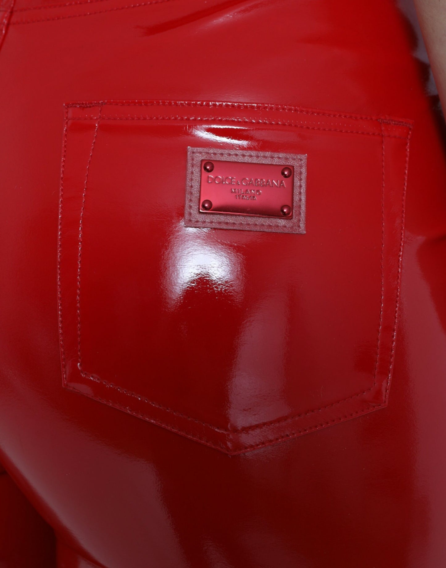 Dolce & Gabbana Shiny Red High Waist Skinny Pants by Dolce & Gabbana