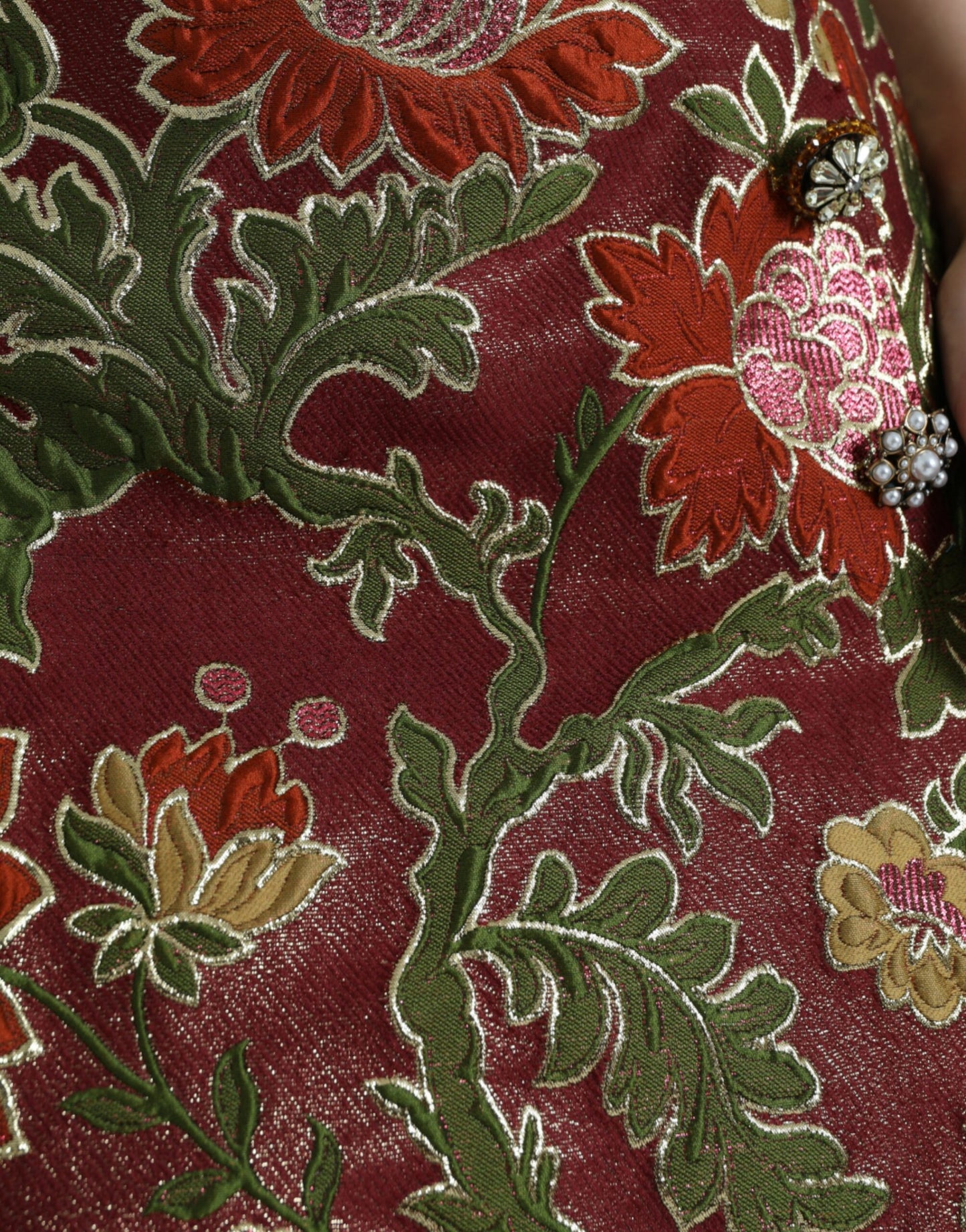 Mini-jupe en jacquard fleuri marron Dolce & Gabbana