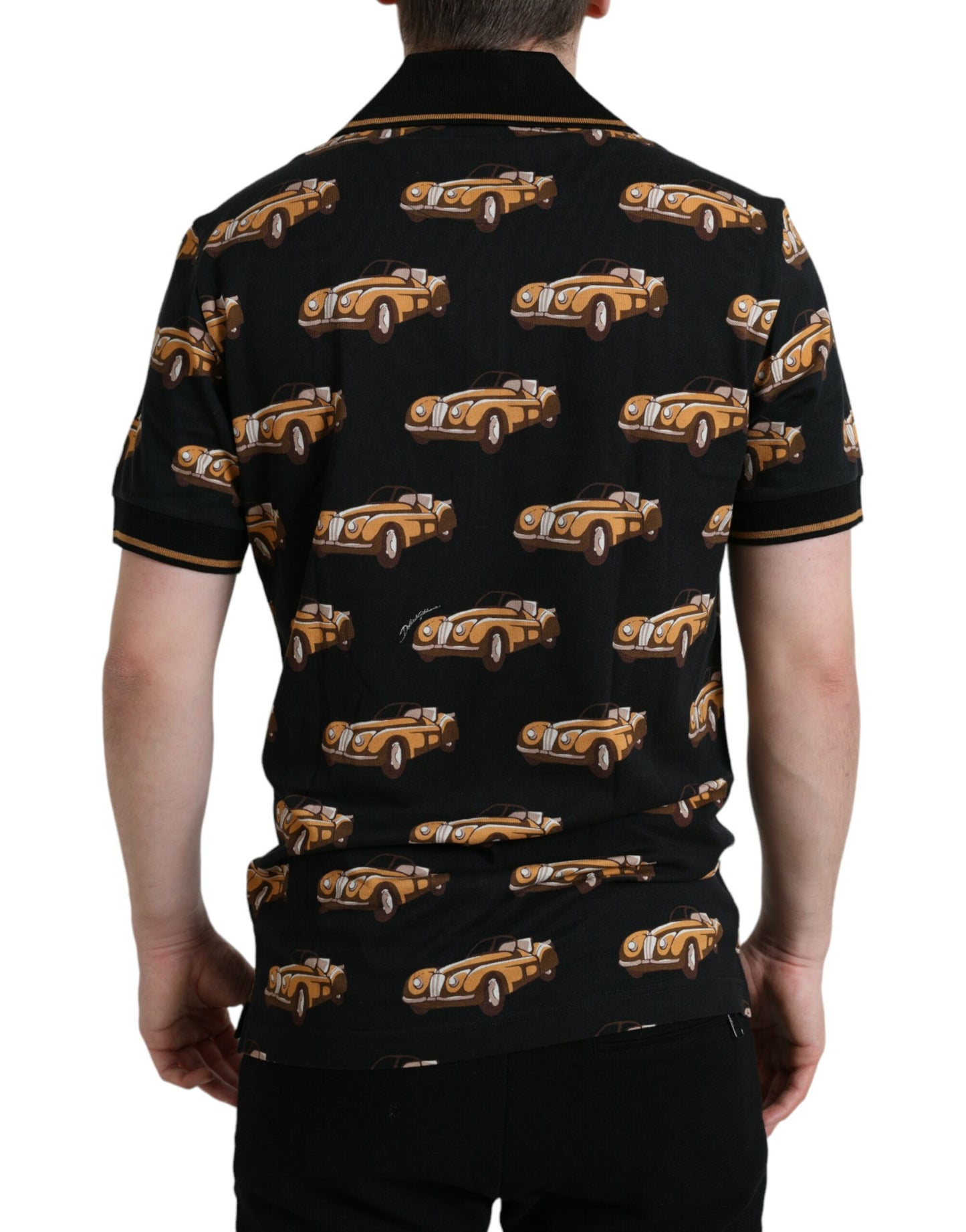 Dolce & Gabbana Black Car Print Short Sleeve Polo T-shirt by Dolce & Gabbana