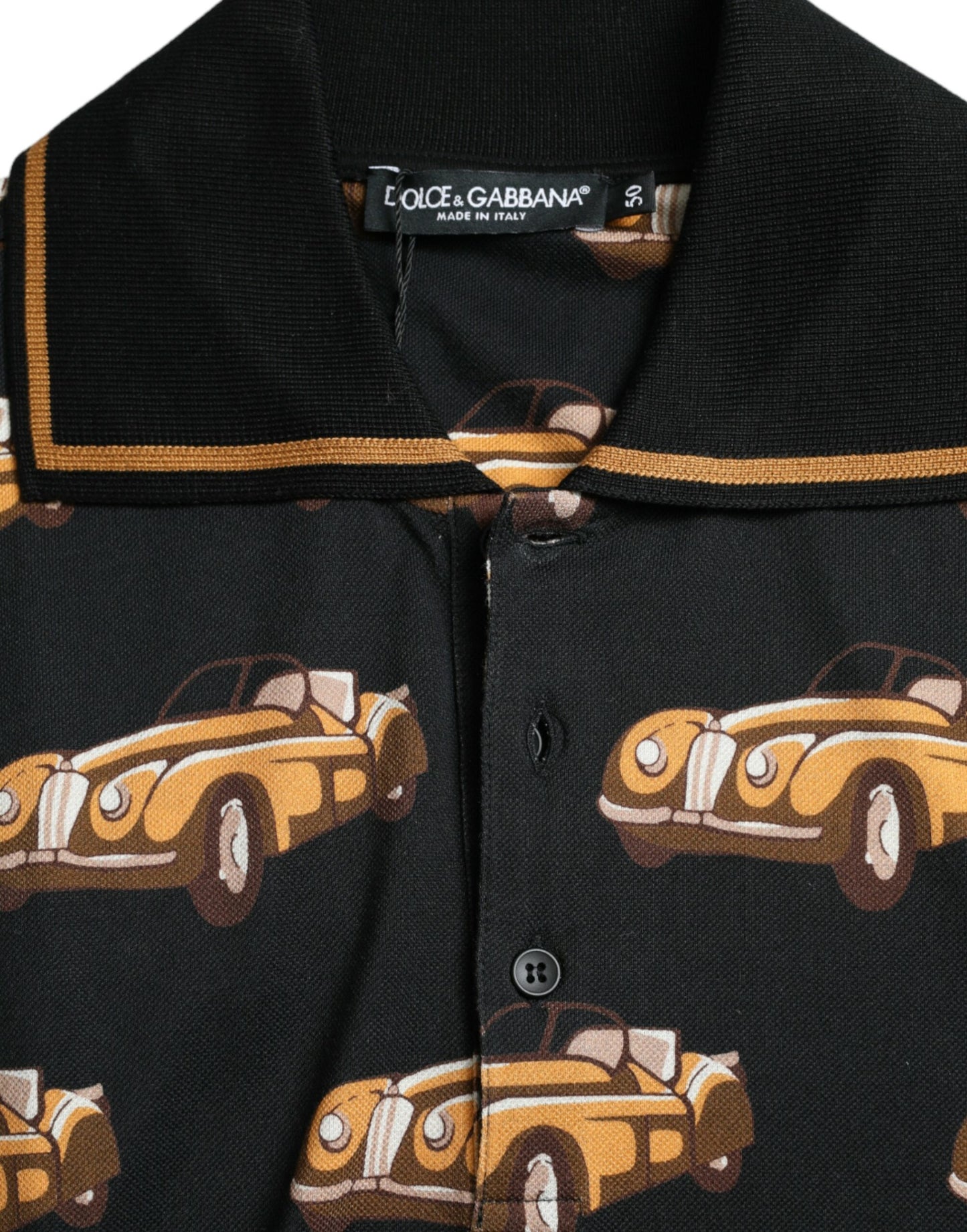 Dolce & Gabbana Black Car Print Short Sleeve Polo T-shirt by Dolce & Gabbana