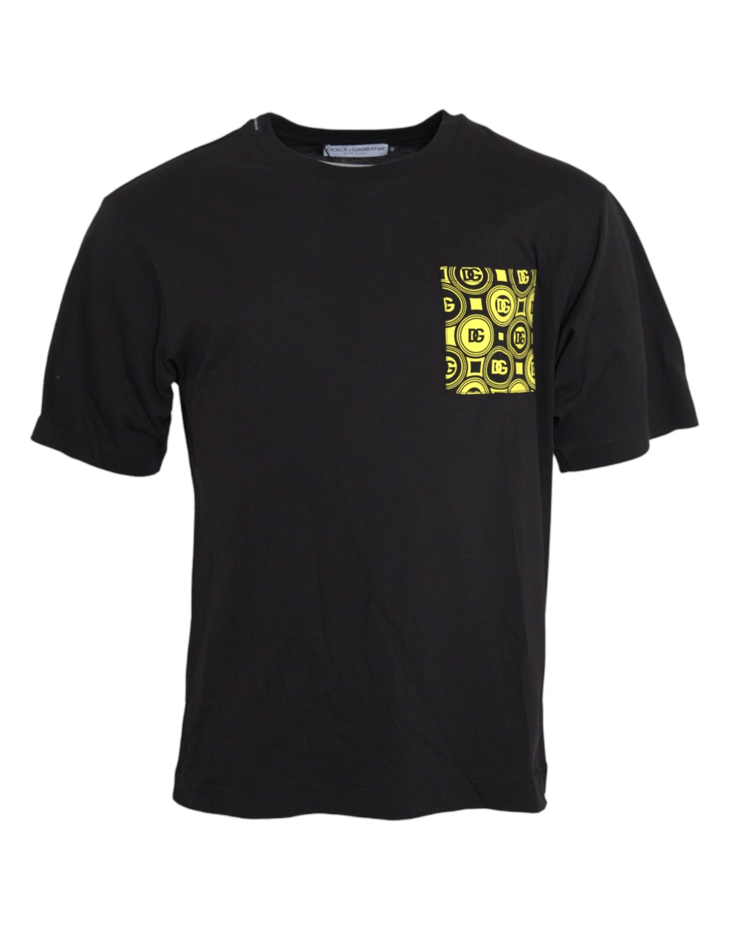 Dolce & Gabbana Black Printed Pocket Cotton Crewneck T-shirt by Dolce & Gabbana