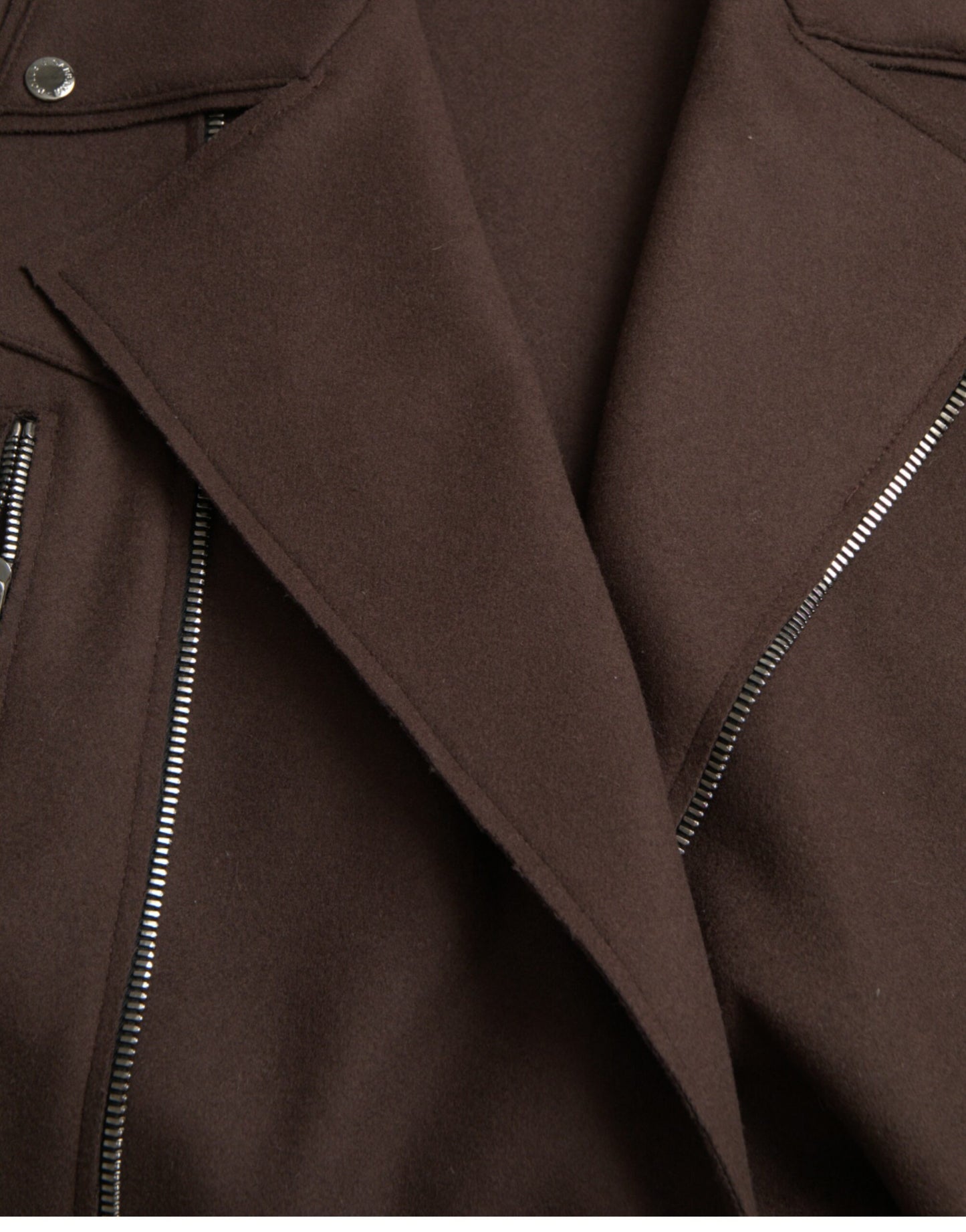 Dolce & Gabbana Manteau marron Veste courte en laine style motard