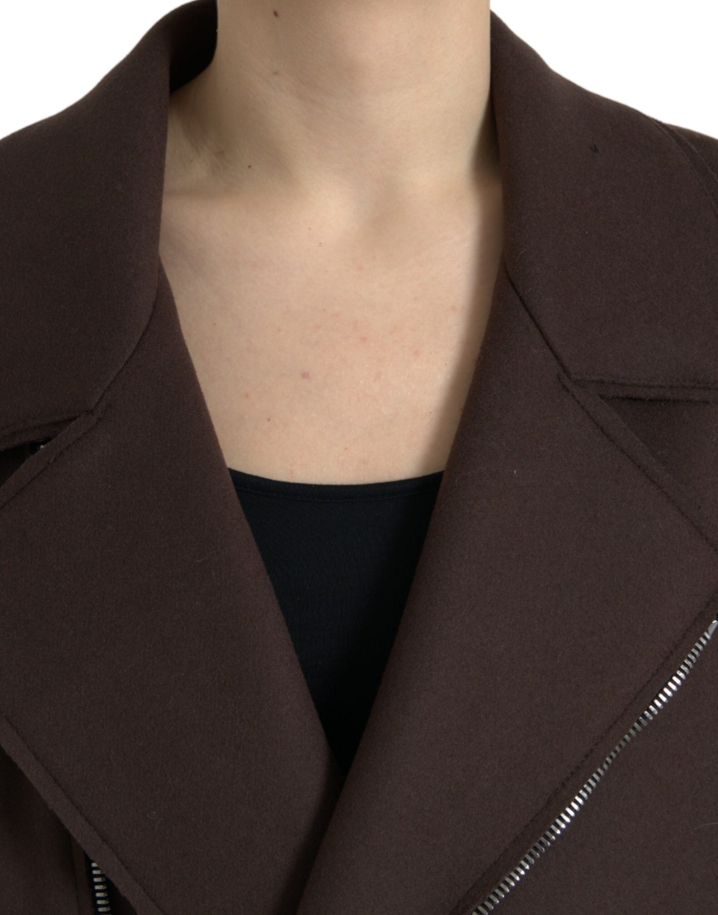 Dolce & Gabbana Manteau marron Veste courte en laine style motard