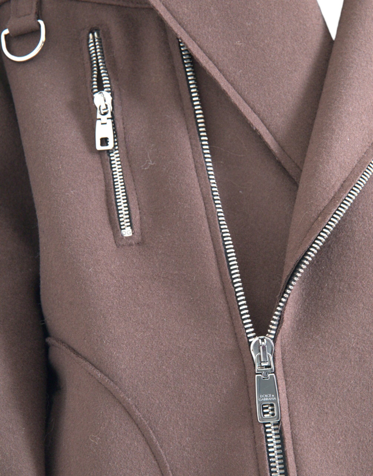 Dolce & Gabbana Manteau marron Veste courte en laine style motard