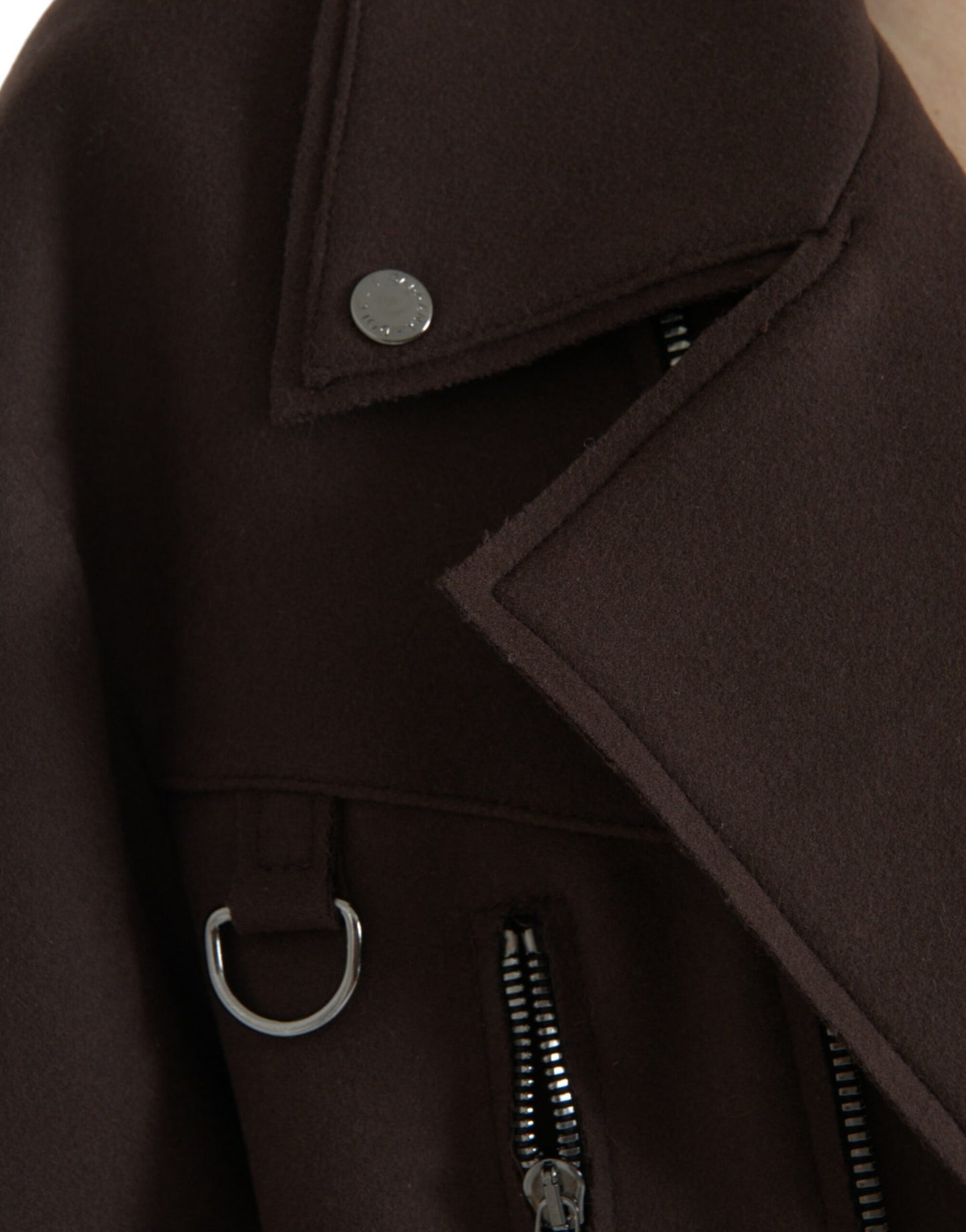 Dolce & Gabbana Manteau marron Veste courte en laine style motard
