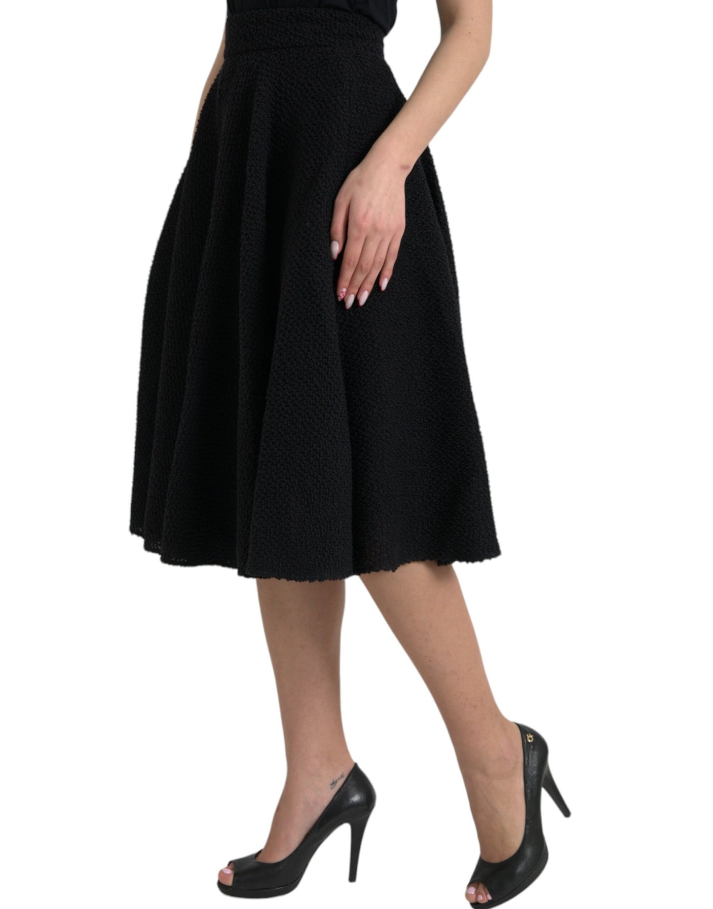 Jupe trapèze noire taille haute longueur genou Dolce & Gabbana