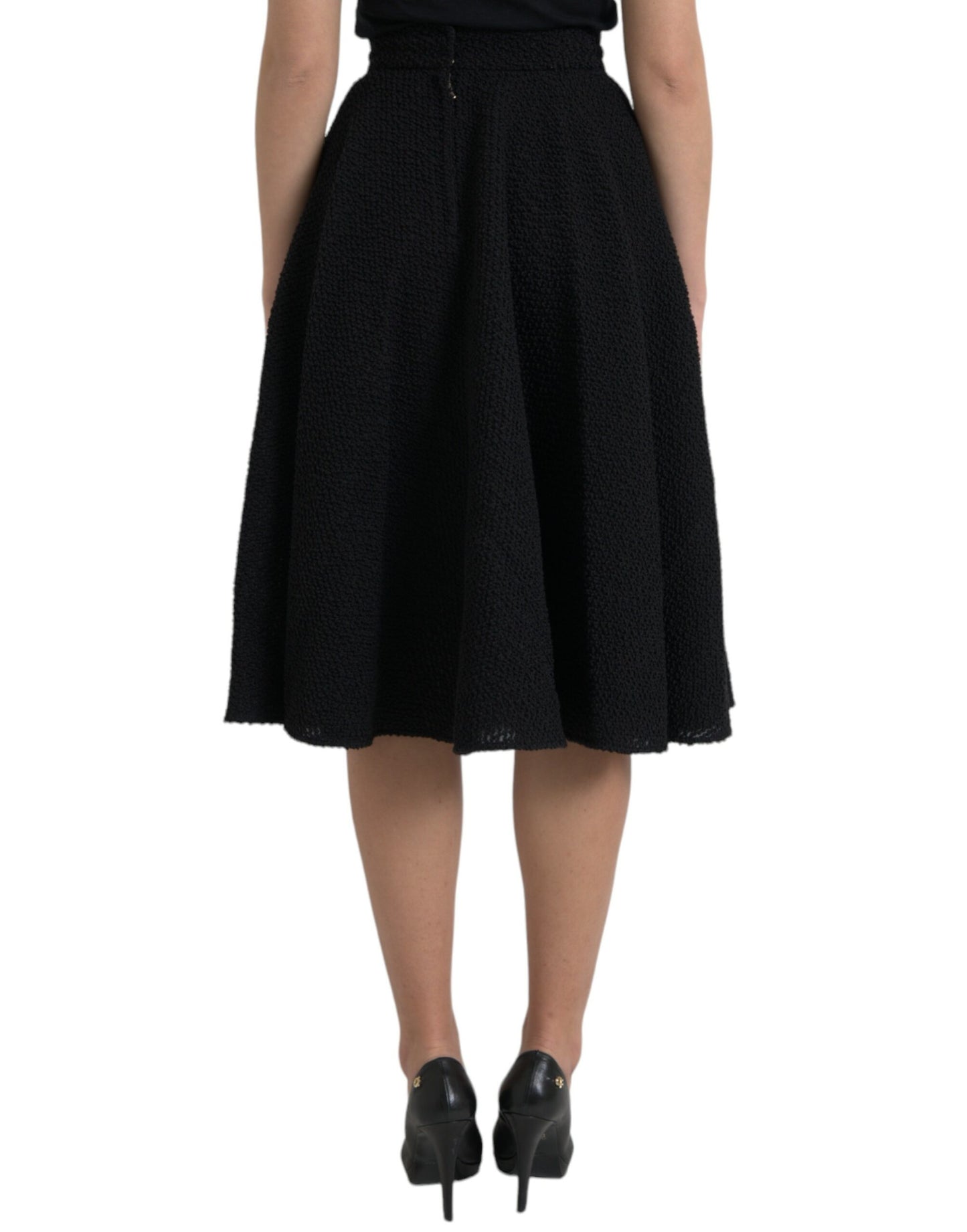 Jupe trapèze noire taille haute longueur genou Dolce & Gabbana