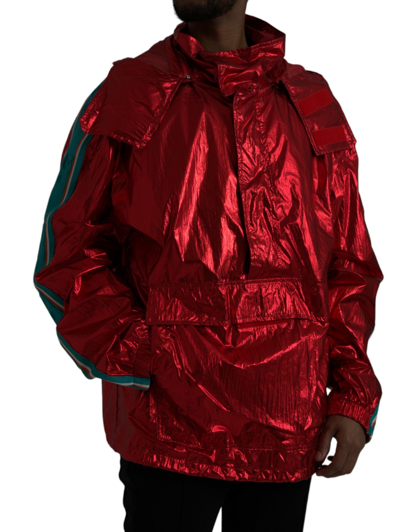 Veste sweat-shirt à capuche en nylon rouge Dolce & Gabbana