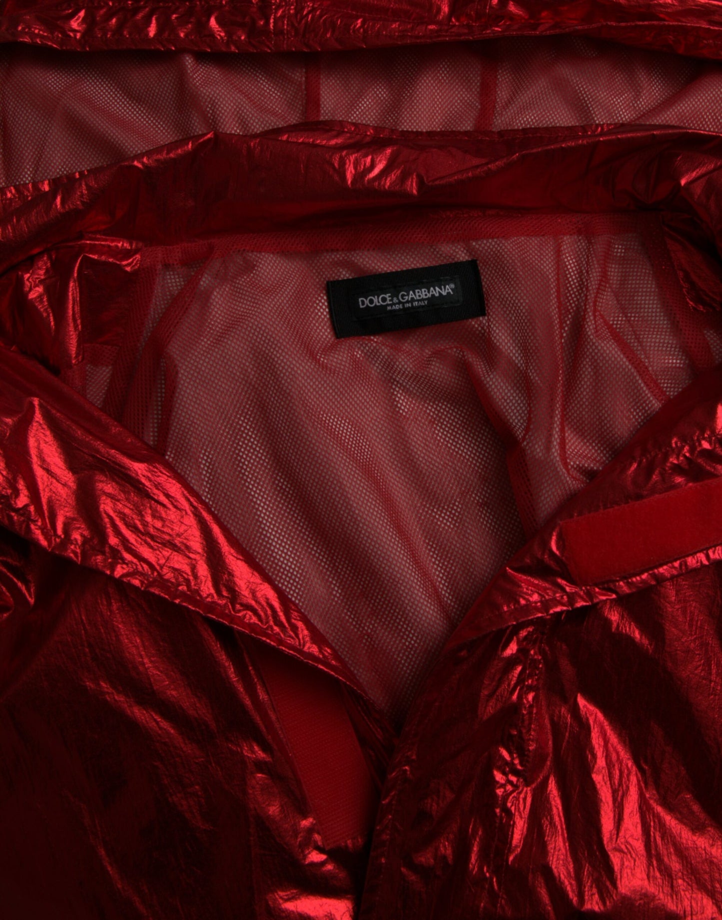 Veste sweat-shirt à capuche en nylon rouge Dolce & Gabbana