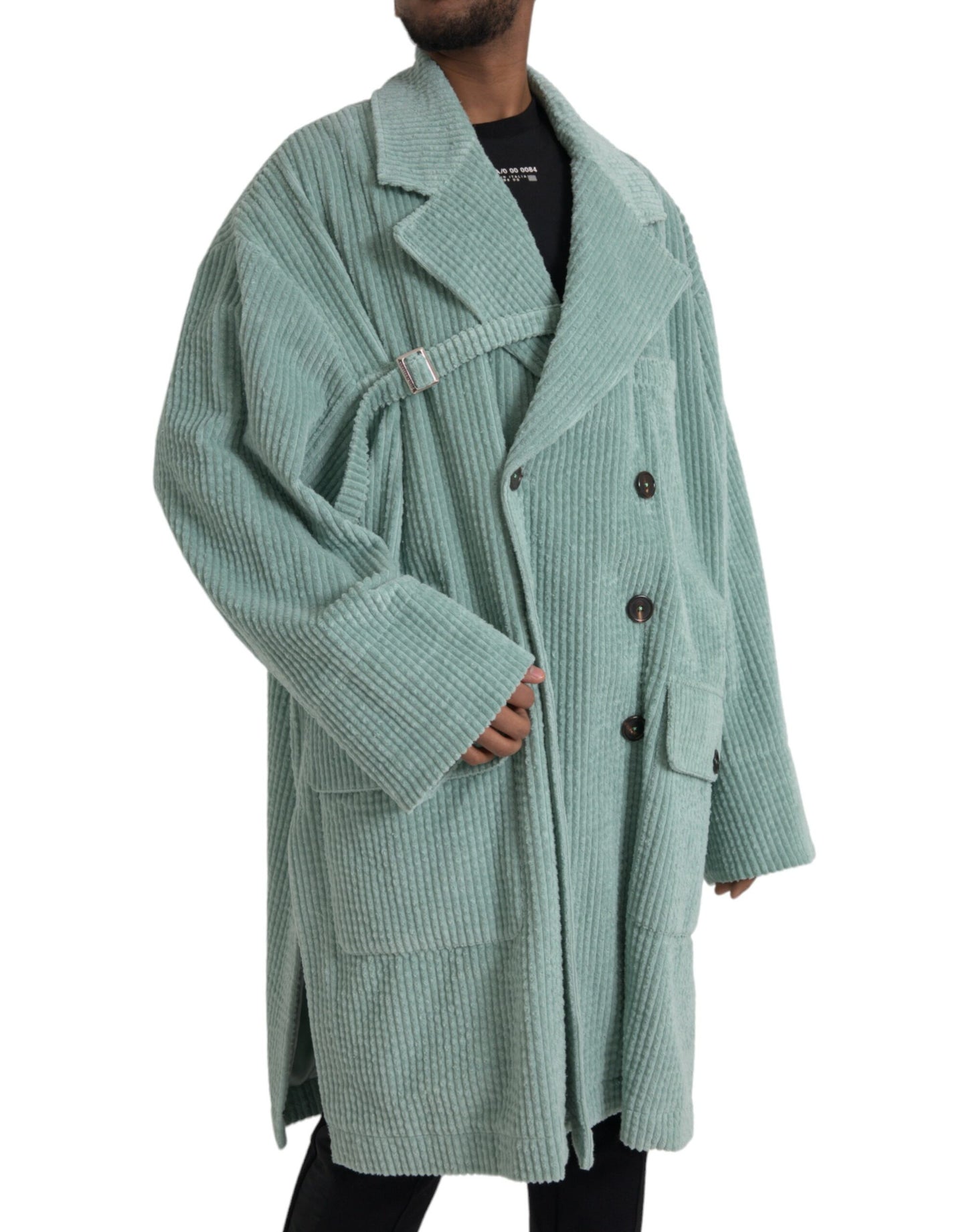 Veste croisée en velours côtelé bleu Dolce & Gabbana
