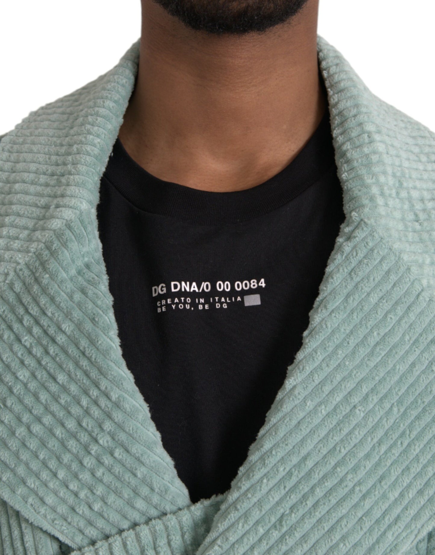 Veste croisée en velours côtelé bleu Dolce & Gabbana
