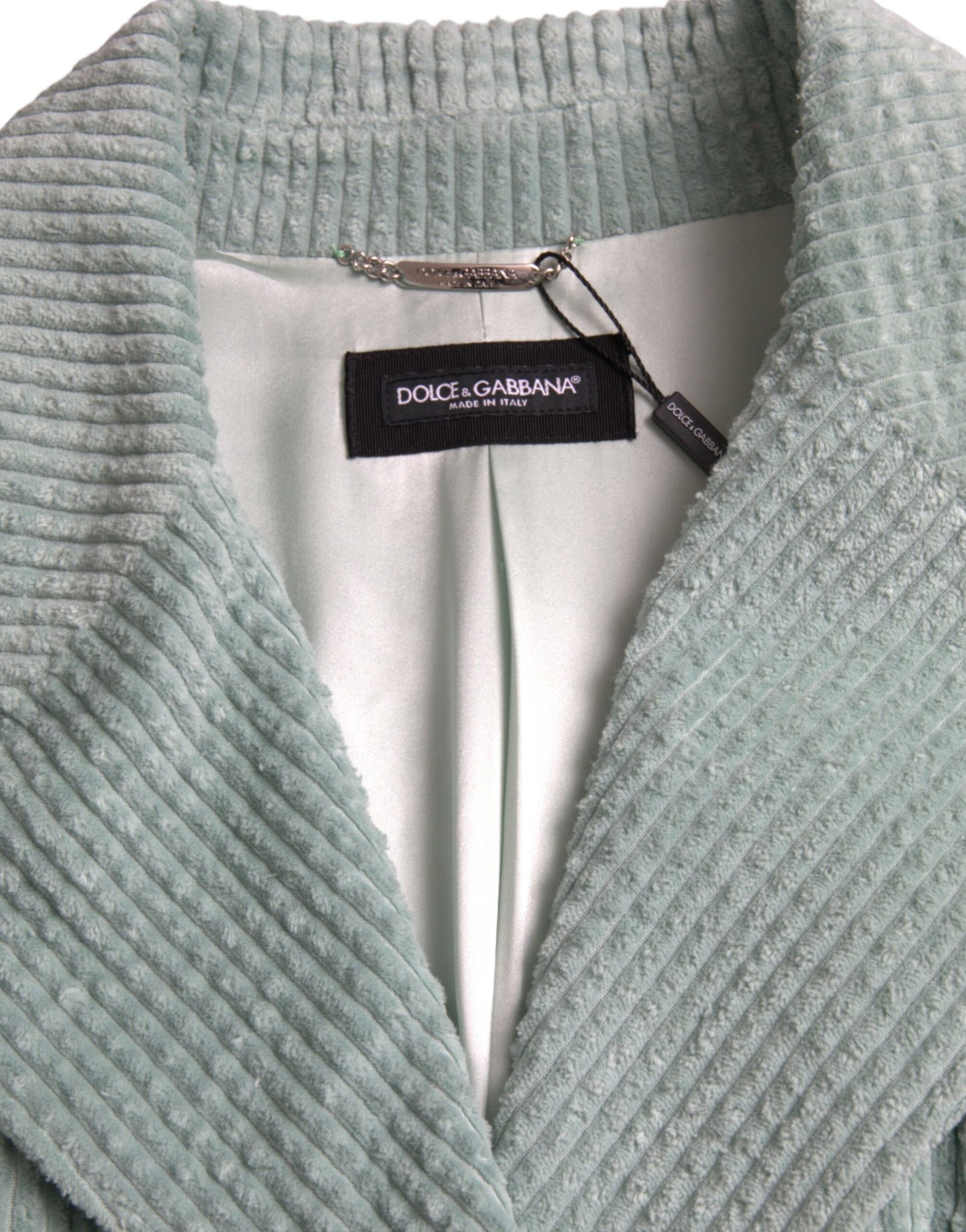 Veste croisée en velours côtelé bleu Dolce & Gabbana