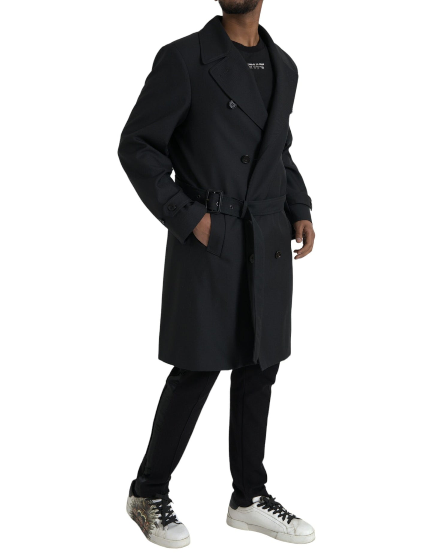 Trench-coat croisé noir Dolce & Gabbana