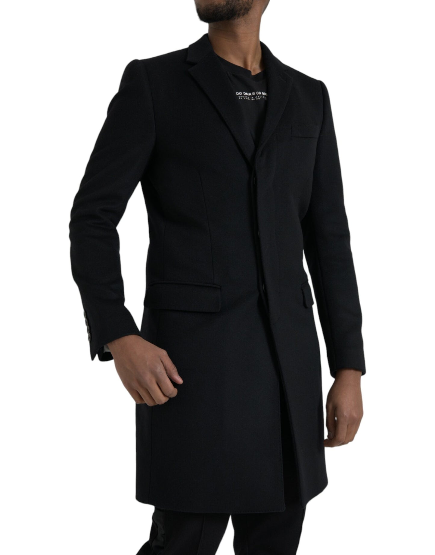 Trench-coat noir à boutonnage simple Dolce & Gabbana