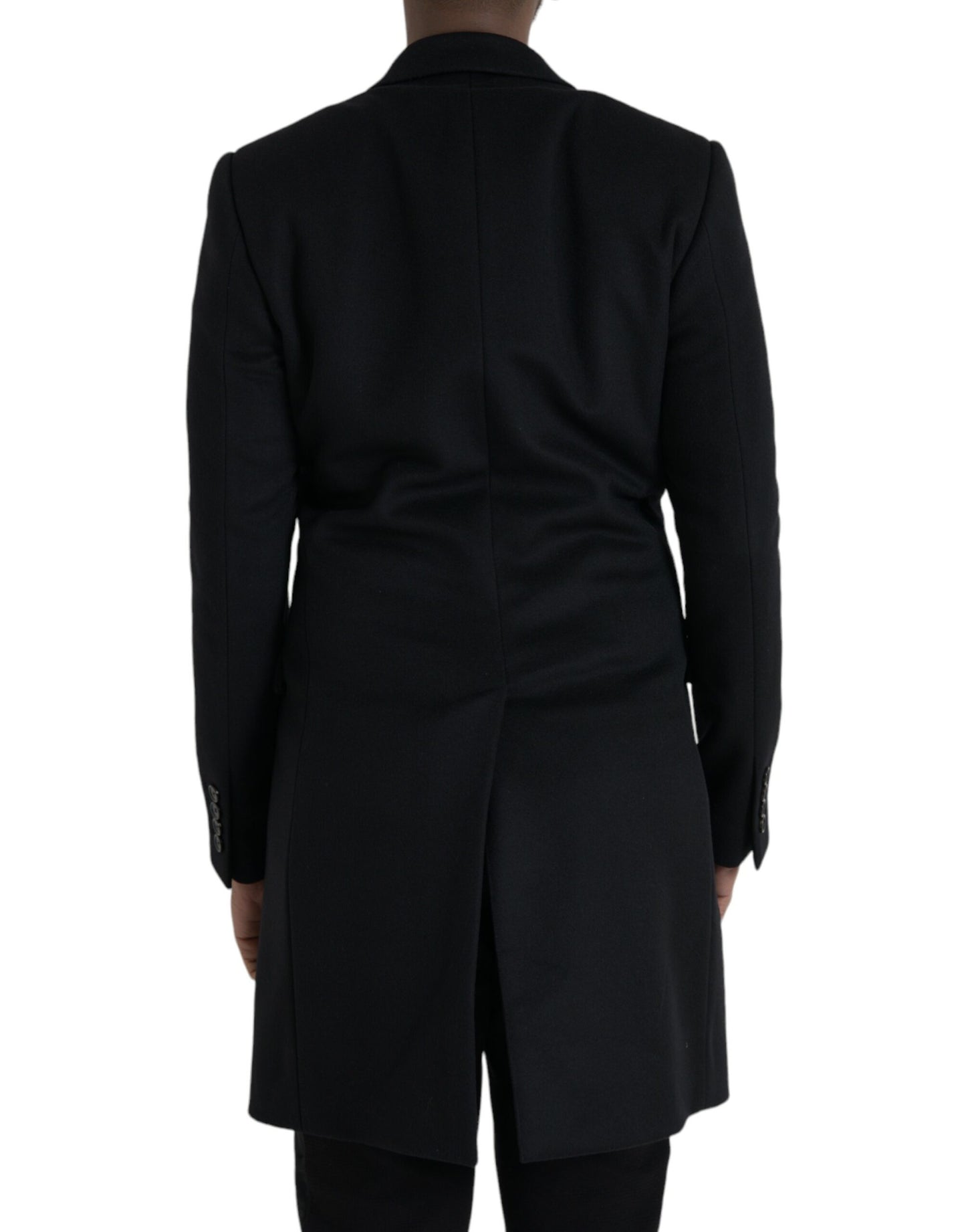 Trench-coat noir à boutonnage simple Dolce & Gabbana