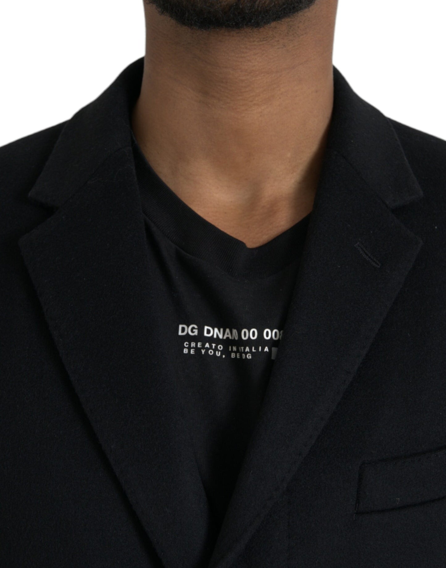 Trench-coat noir à boutonnage simple Dolce & Gabbana