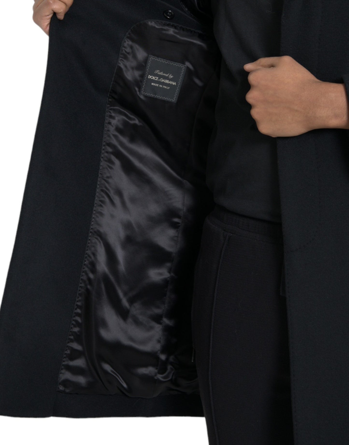 Trench-coat noir à boutonnage simple Dolce & Gabbana