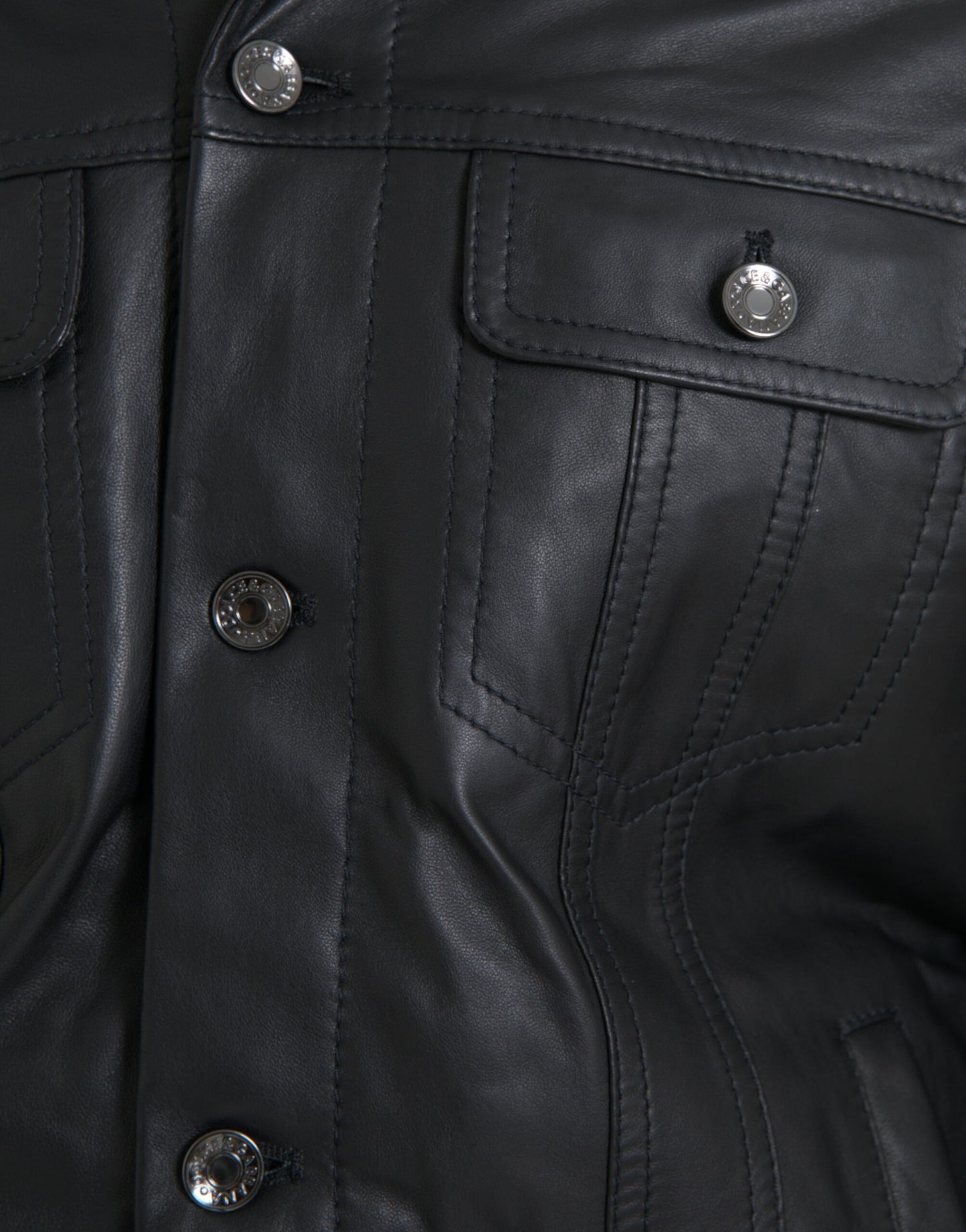 Dolce & Gabbana - Manteau motard en cuir noir avec col en fourrure