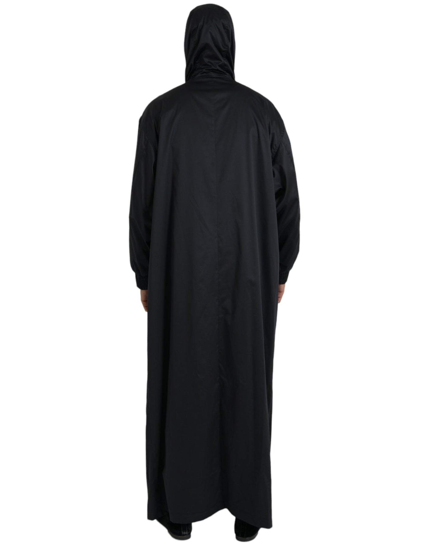 Veste coupe-vent longue à capuche en polyester noir Dolce & Gabbana