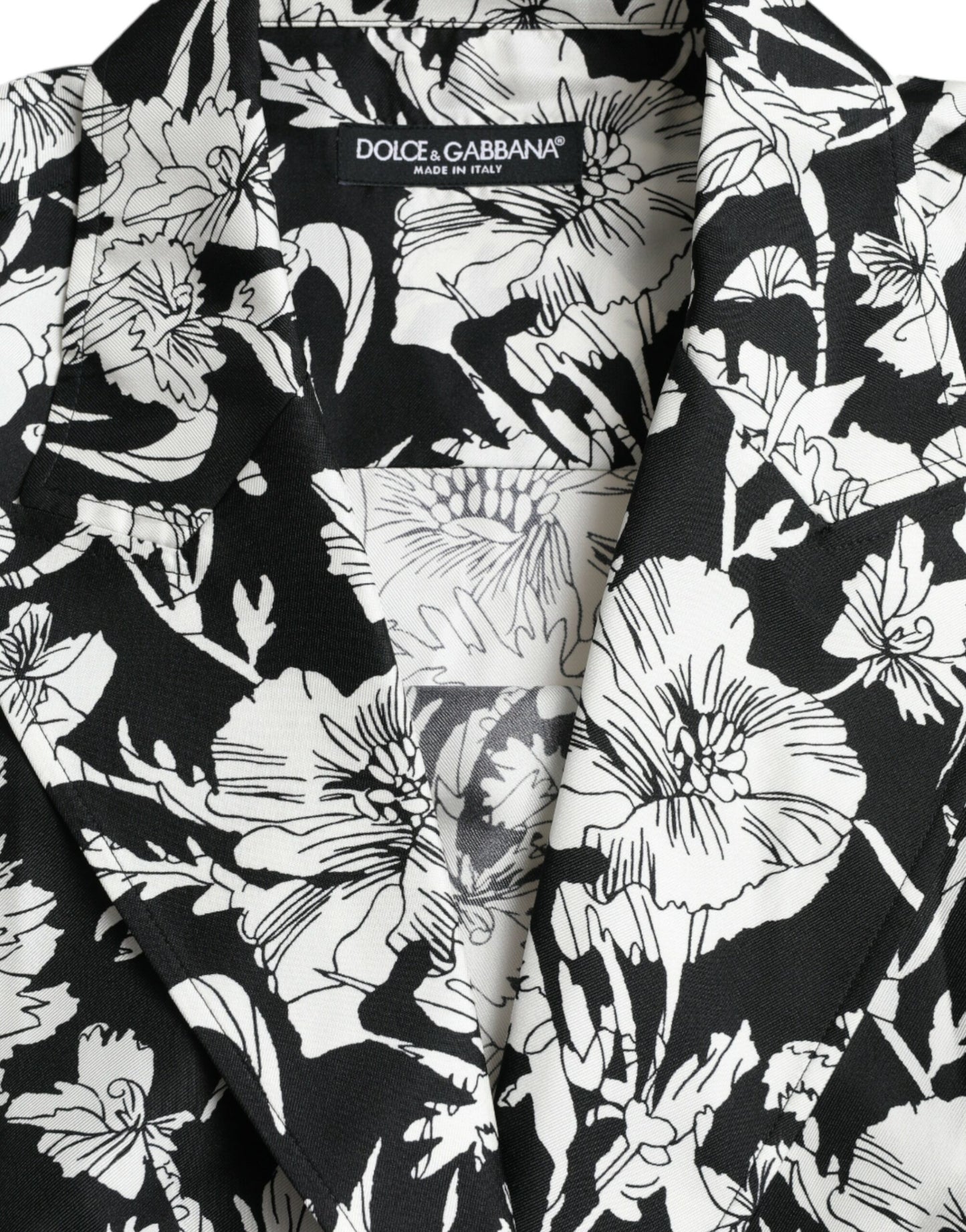 Dolce & Gabbana Black White Floral Button Down Casual Shirt by Dolce & Gabbana