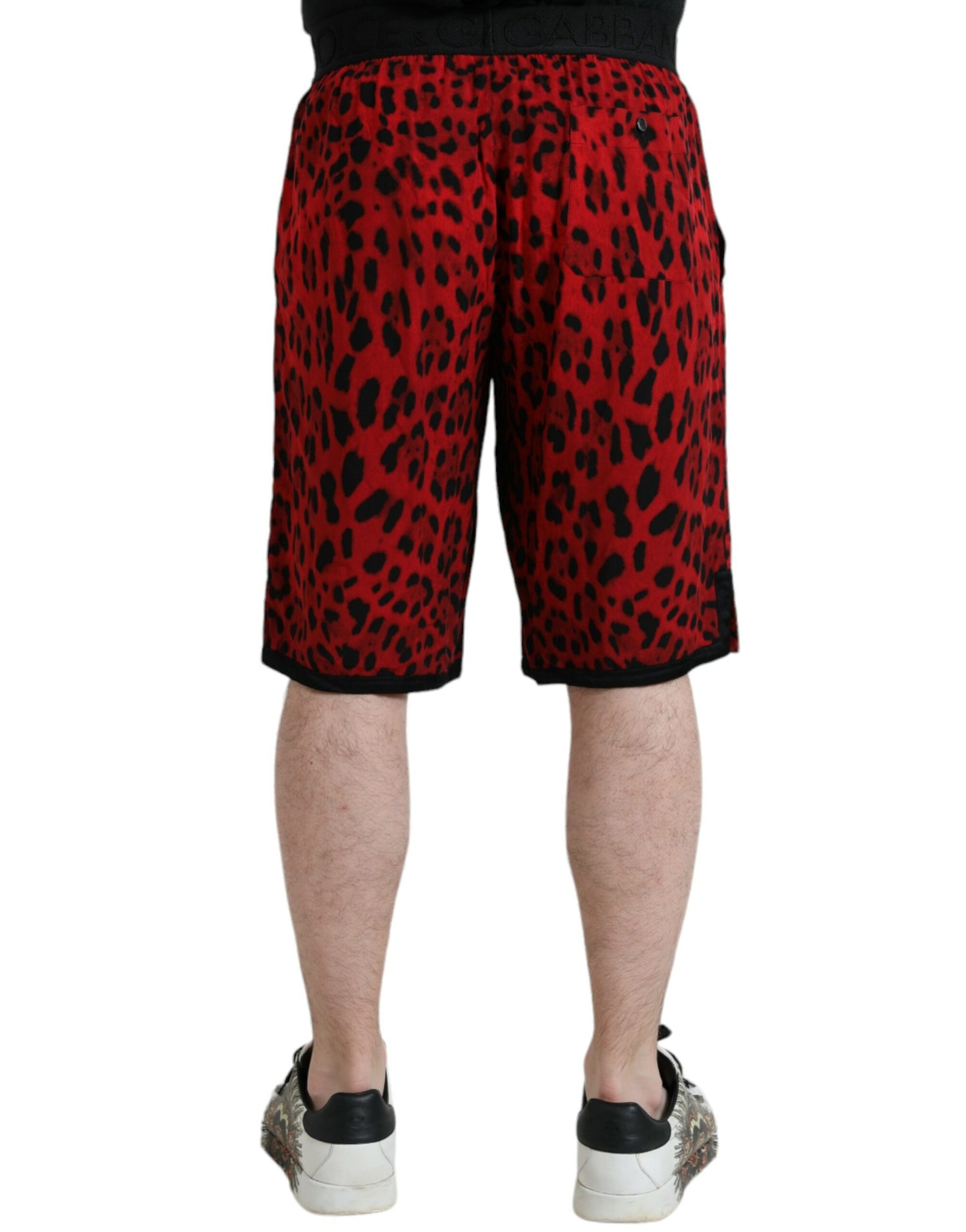 Bermuda en viscose à imprimé léopard rouge Dolce & Gabbana