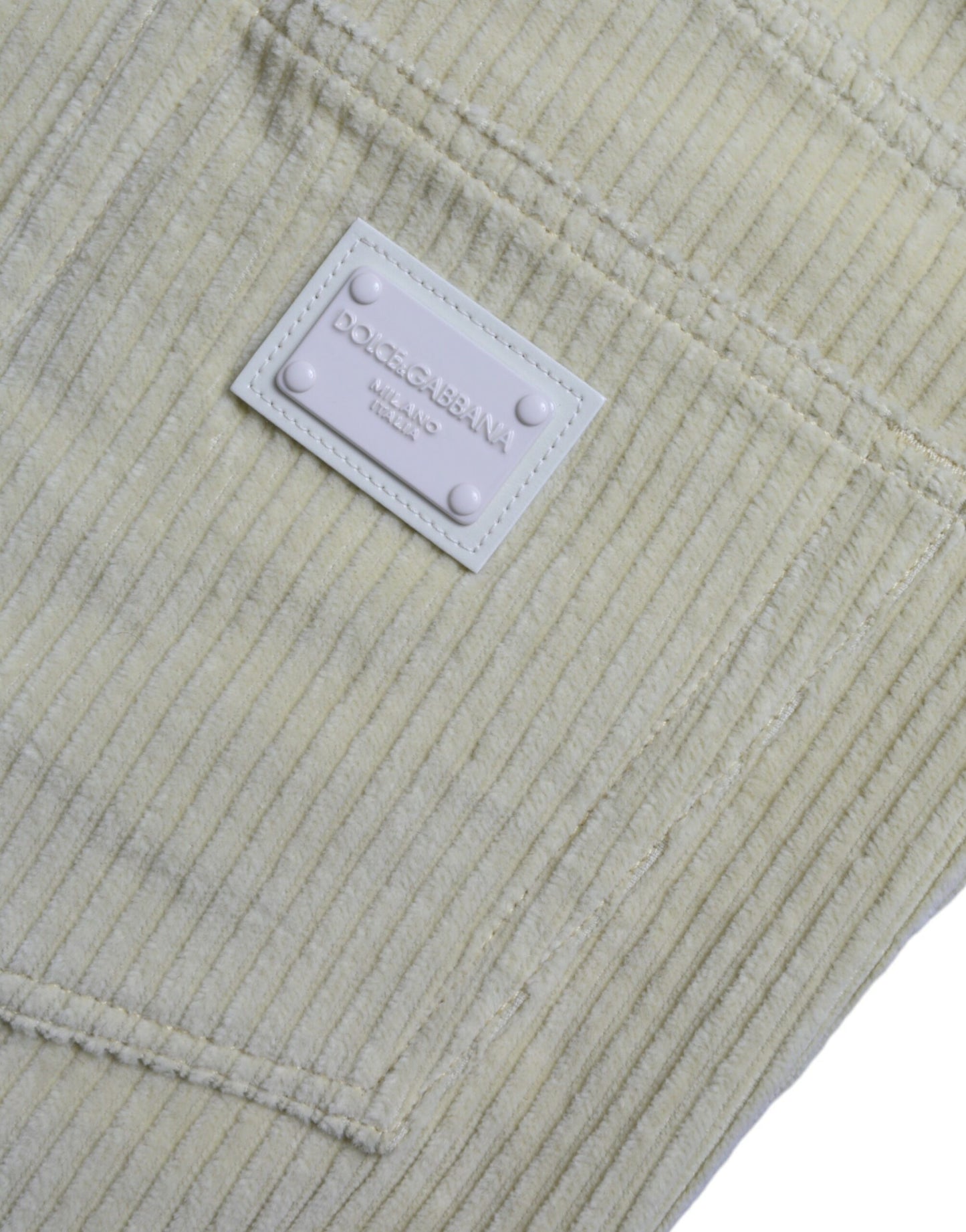 Dolce & Gabbana Yellow Corduroy Logo Plaque Skinny Denim Jeans by Dolce & Gabbana