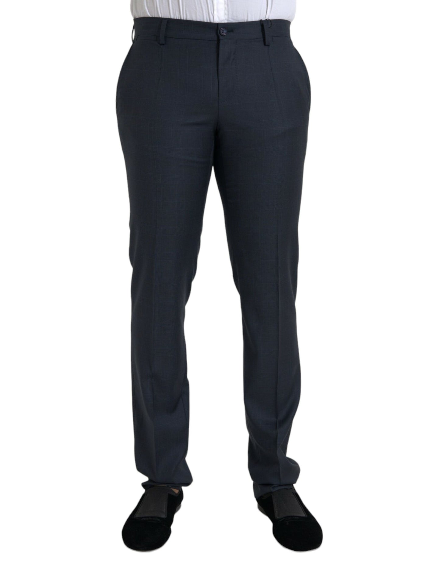 Dolce & Gabbana Blue Wool Men Skinny Dress Pants by Dolce & Gabbana
