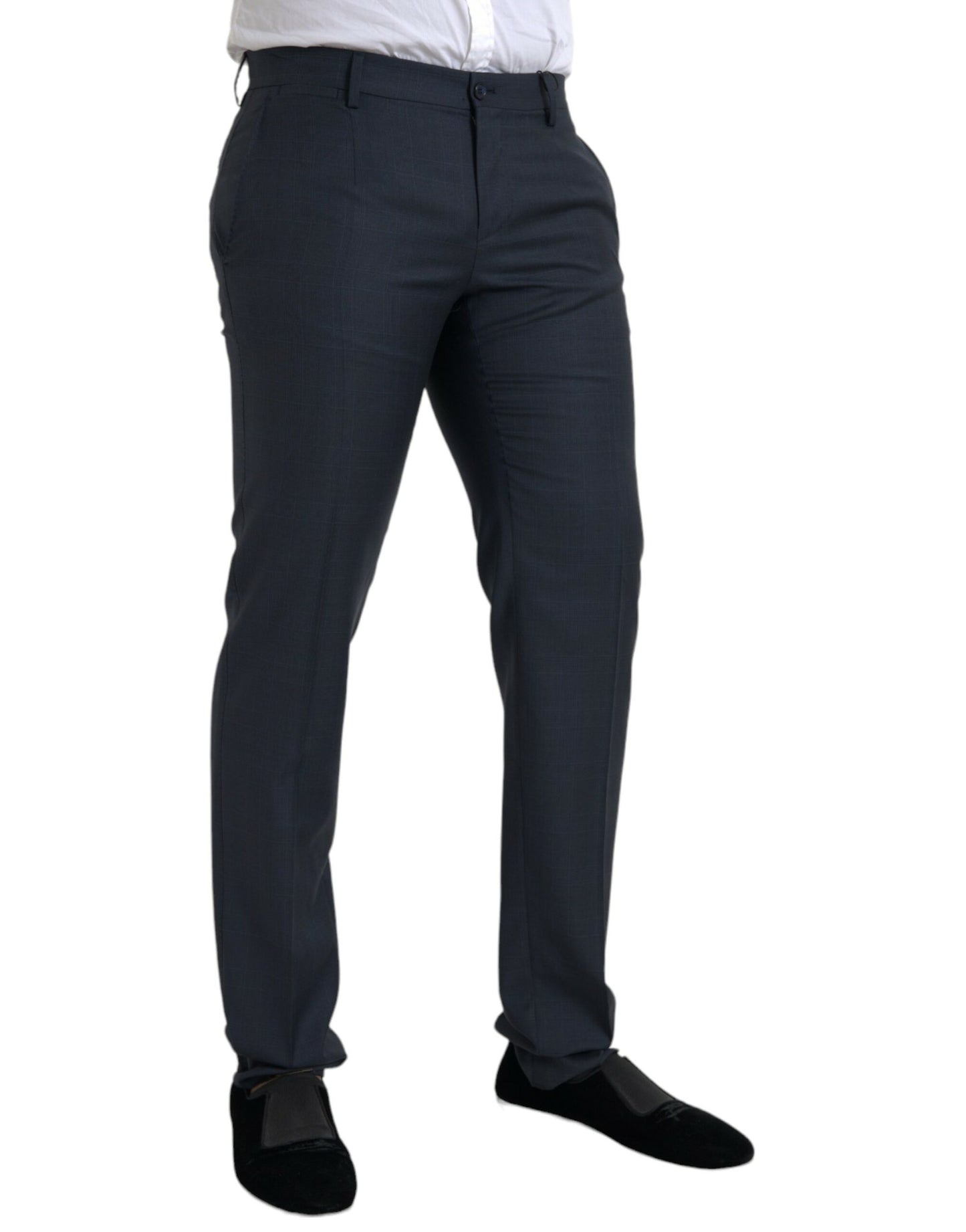 Dolce & Gabbana Blue Wool Men Skinny Dress Pants by Dolce & Gabbana