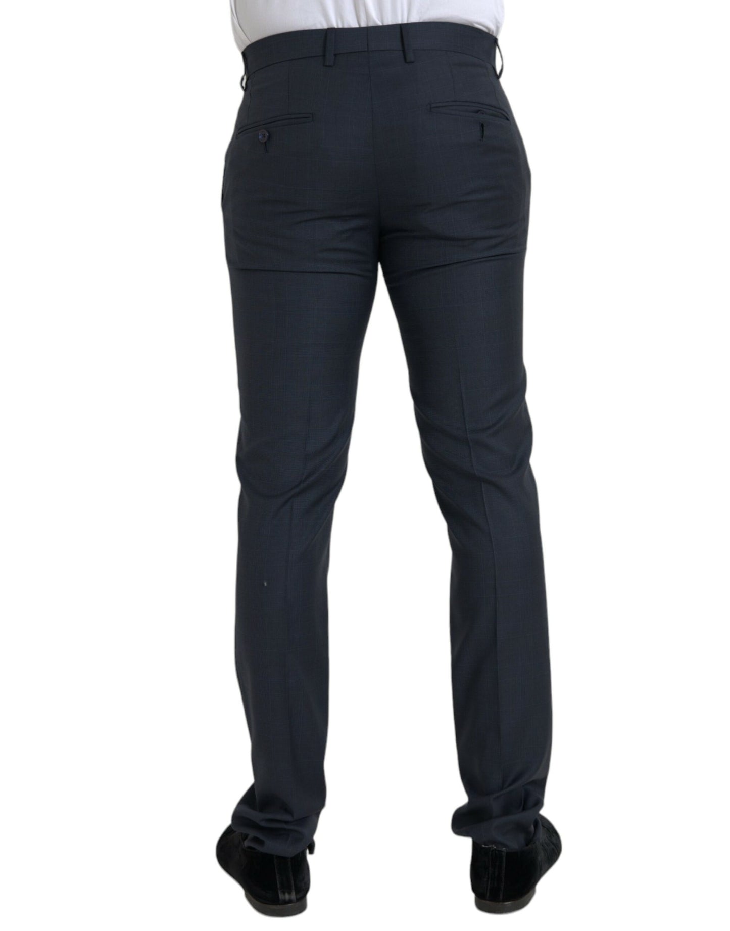 Dolce & Gabbana Blue Wool Men Skinny Dress Pants by Dolce & Gabbana