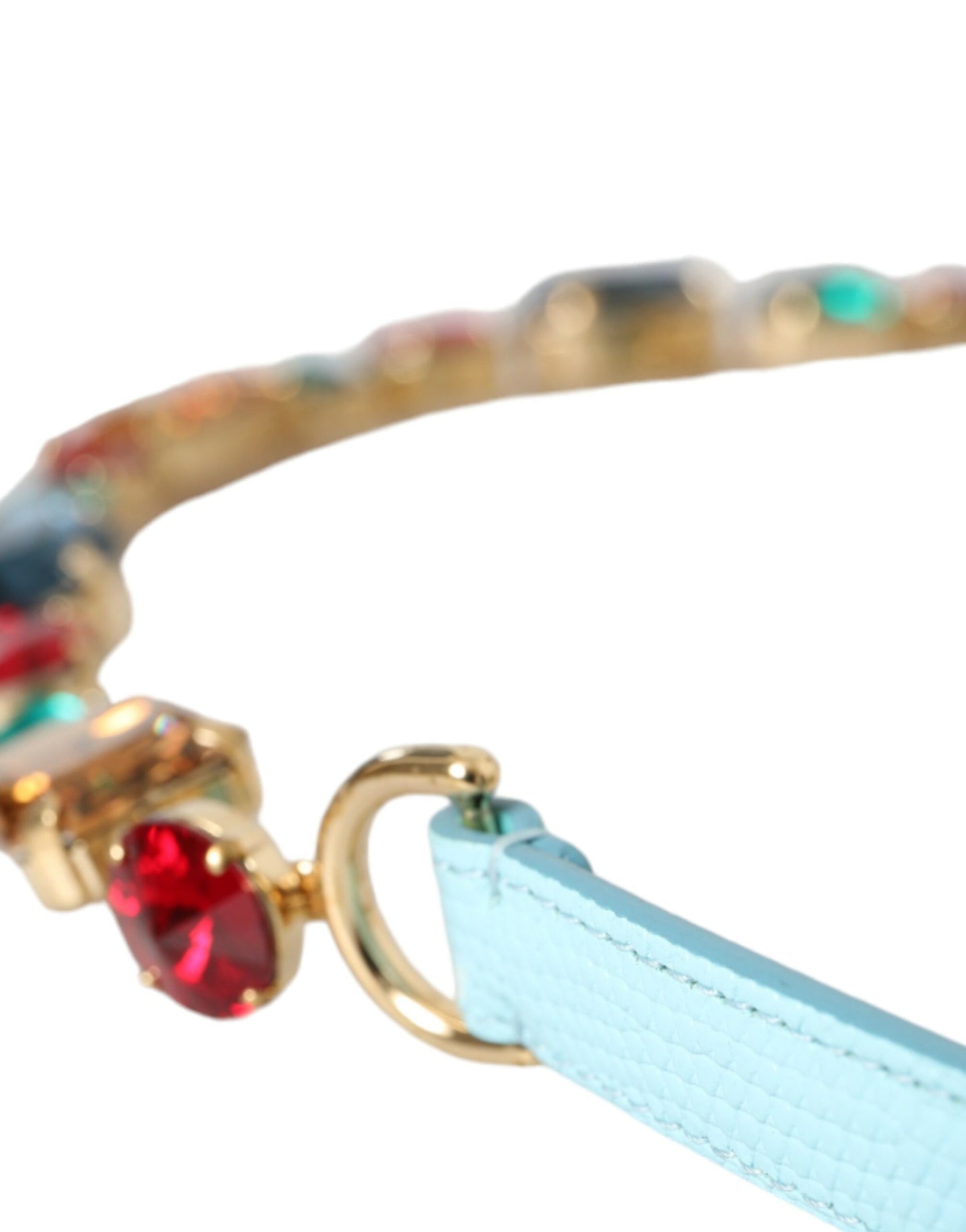 Ceinture Dolce & Gabbana en cuir bleu clair avec chaîne en cristal