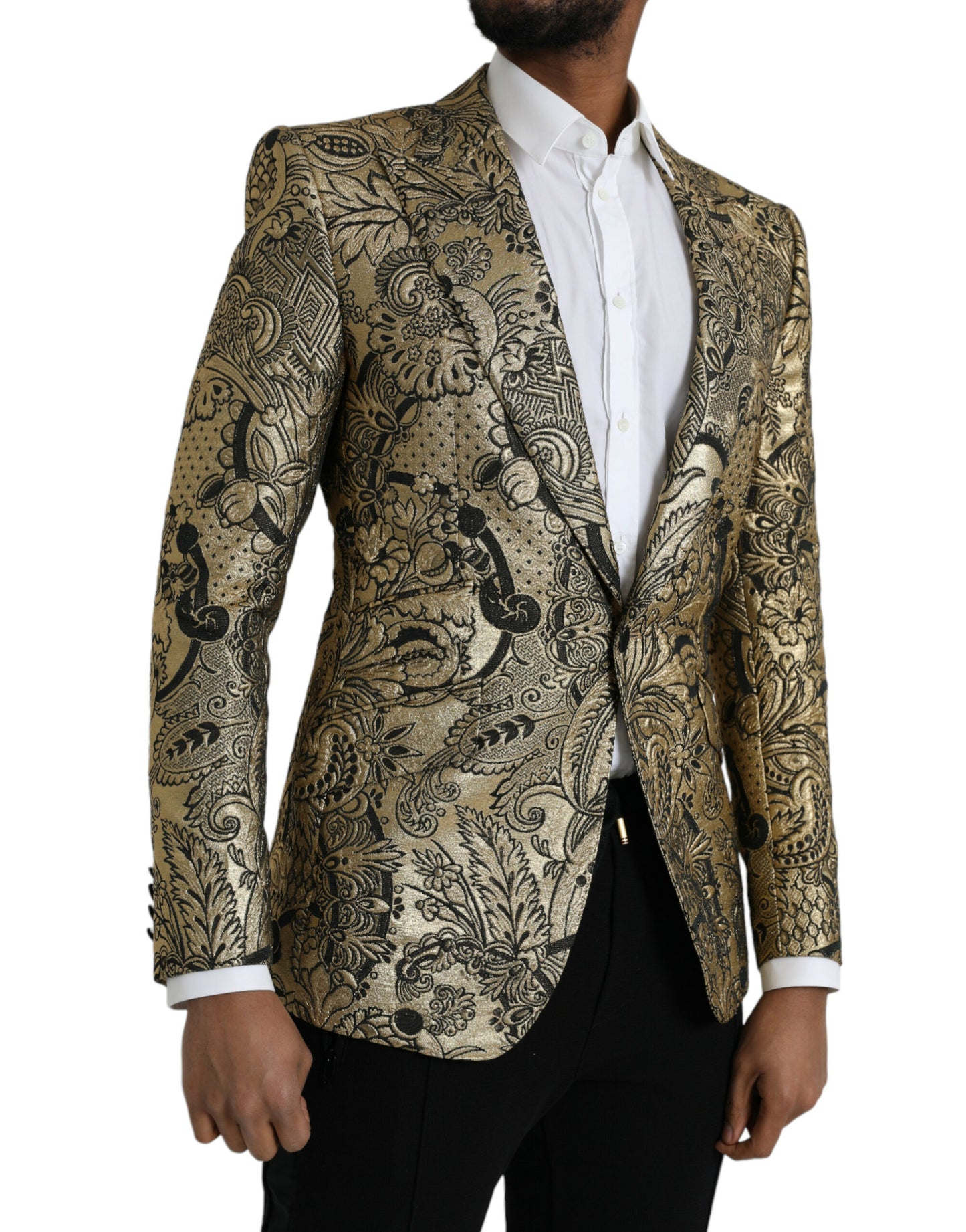 Blazer manteau simple boutonnage en jacquard Dolce & Gabbana Gold SICILIA