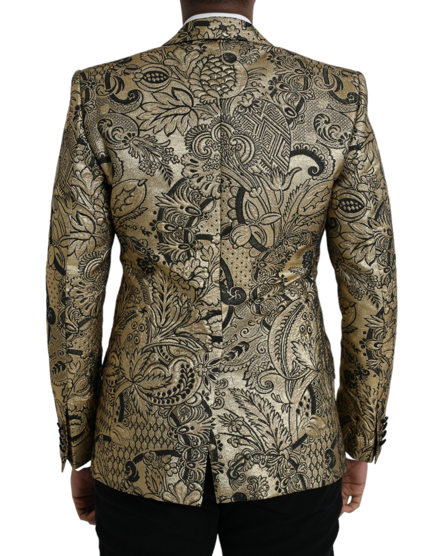 Blazer manteau simple boutonnage en jacquard Dolce & Gabbana Gold SICILIA