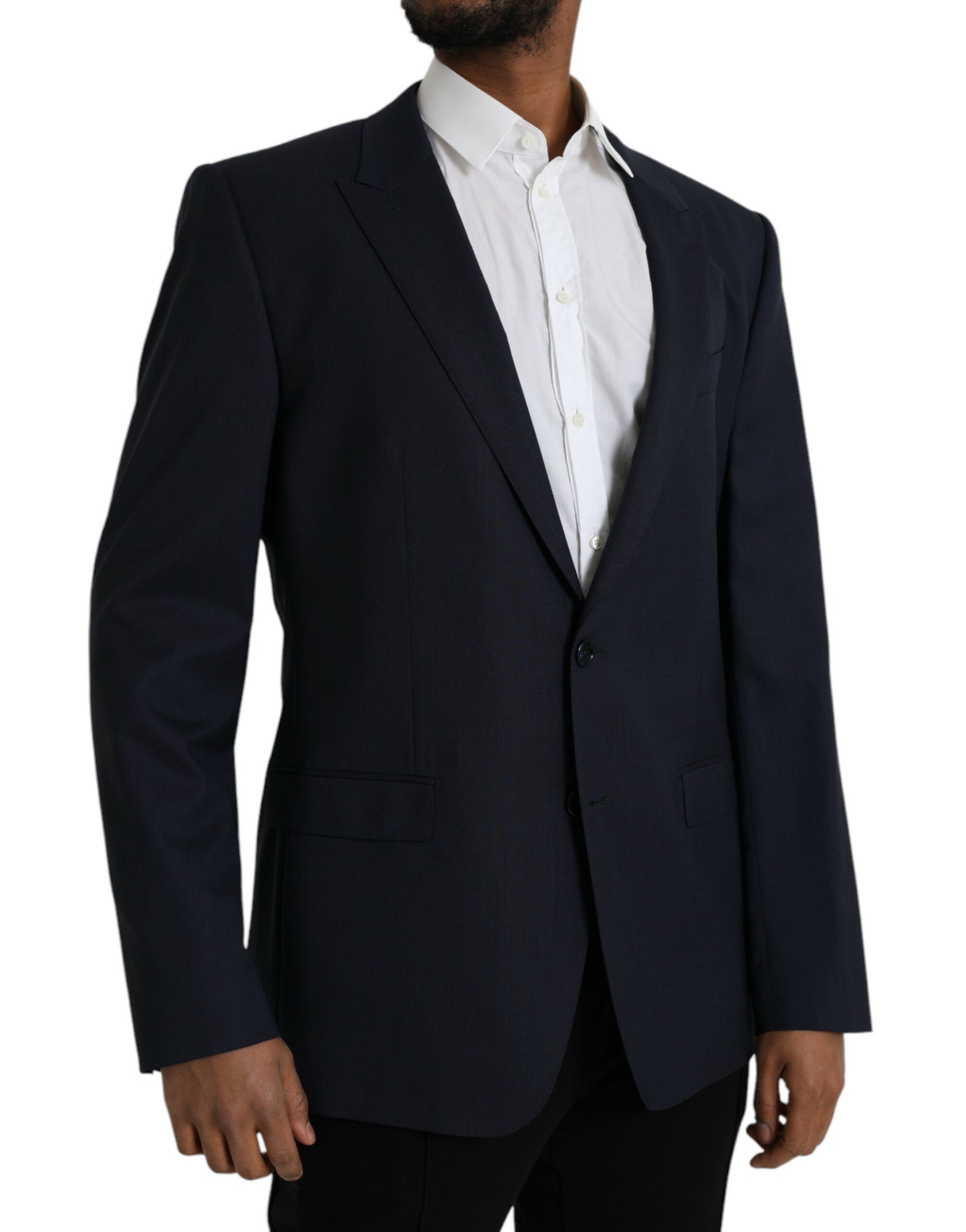 Blazer simple boutonnage en laine bleu foncé Dolce & Gabbana