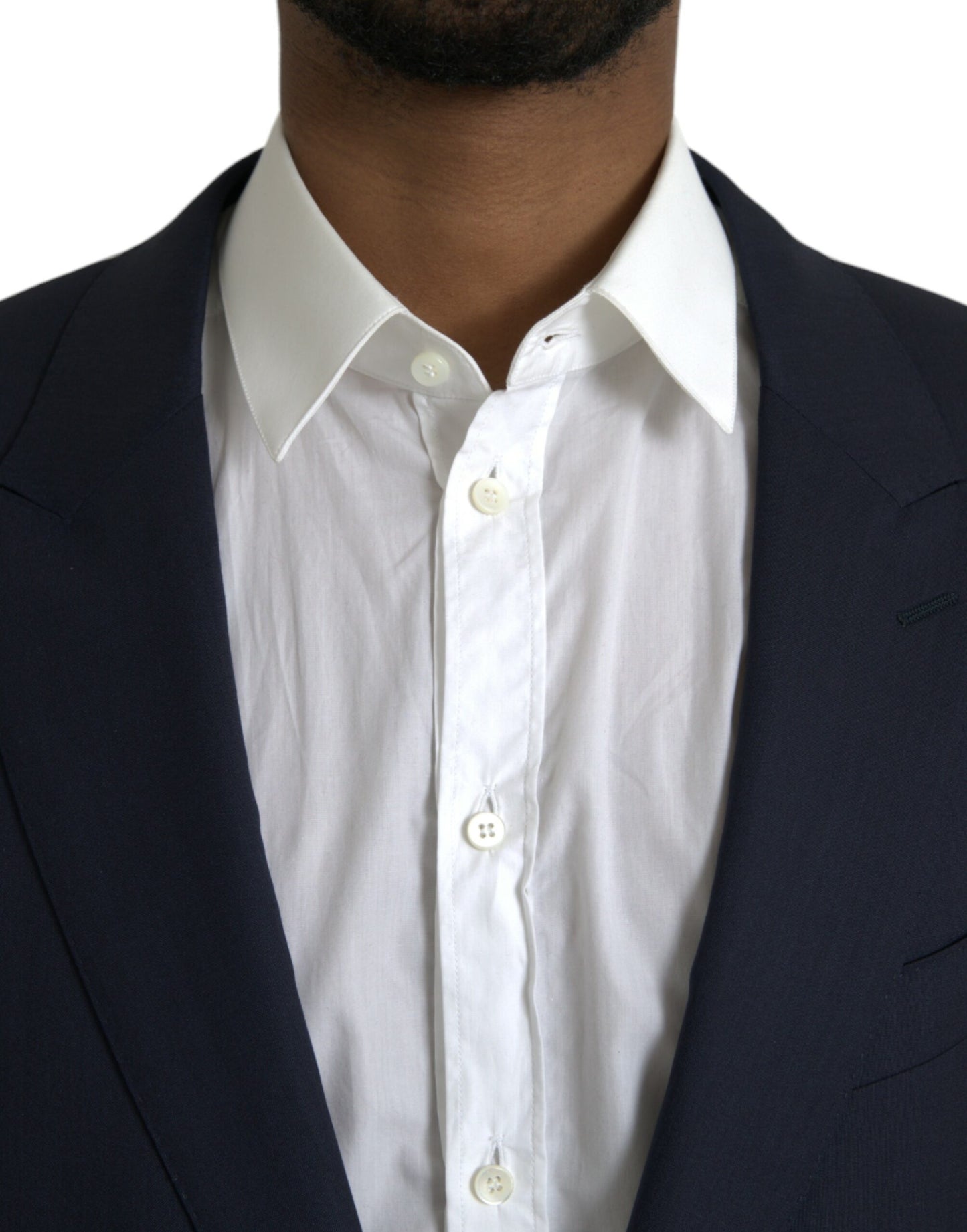 Blazer simple boutonnage en laine bleu foncé Dolce & Gabbana