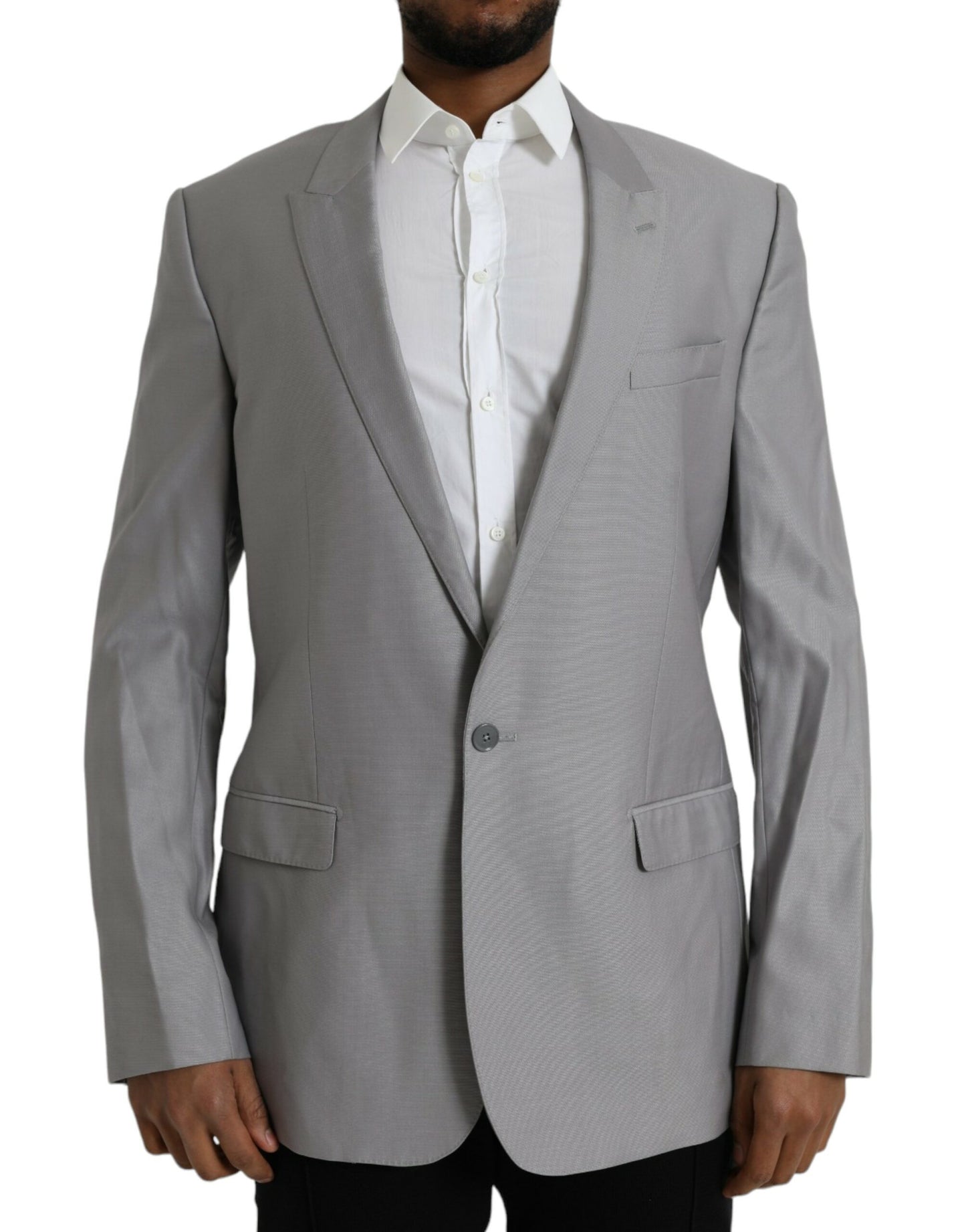 Blazer simple boutonnage en laine grise Dolce & Gabbana