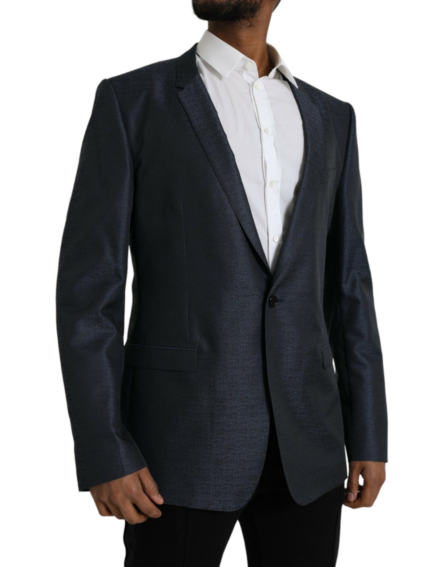 Blazer simple boutonnage en laine bleue Dolce & Gabbana