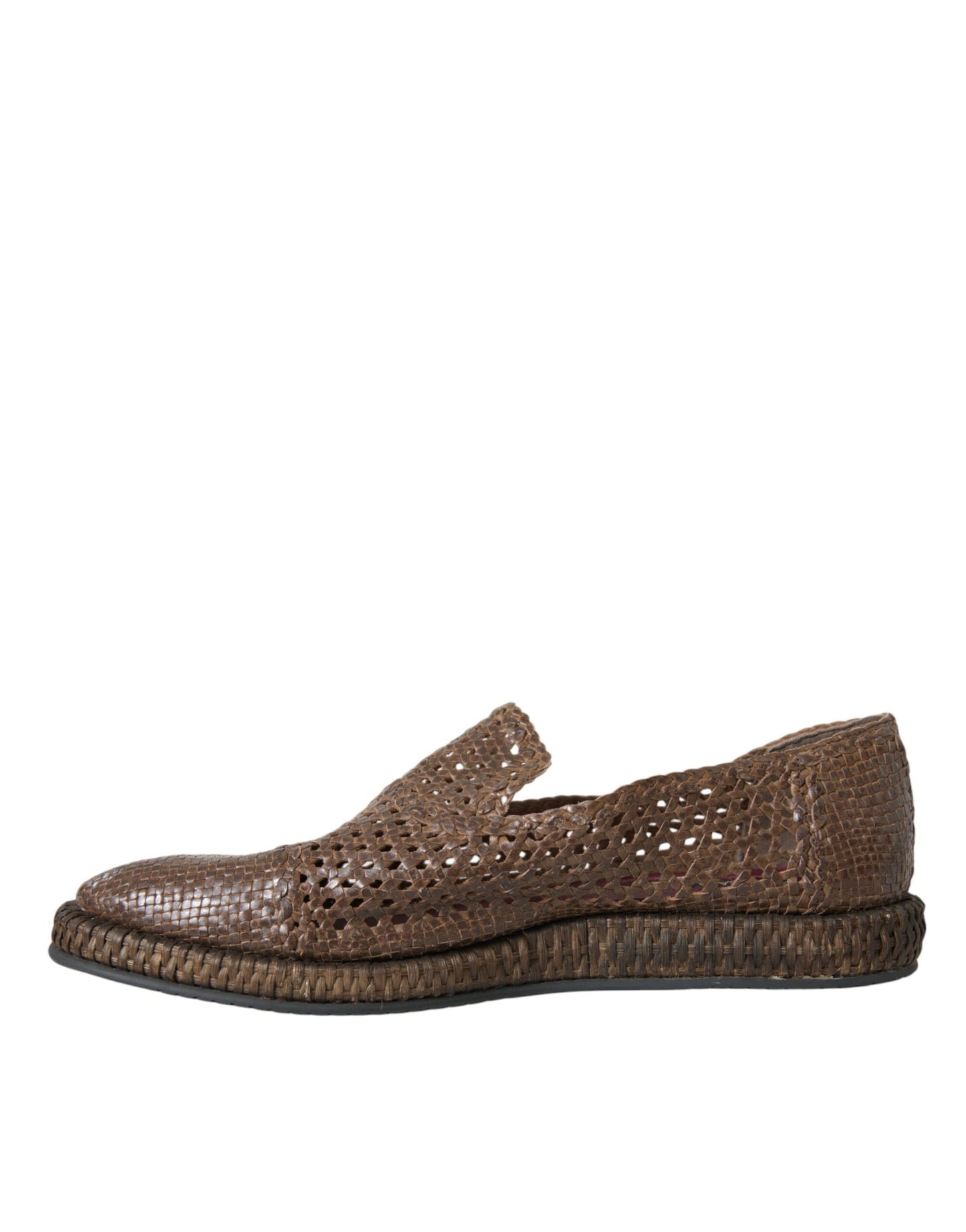 Mocassins en cuir tressé marron Dolce & Gabbana, chaussures décontractées