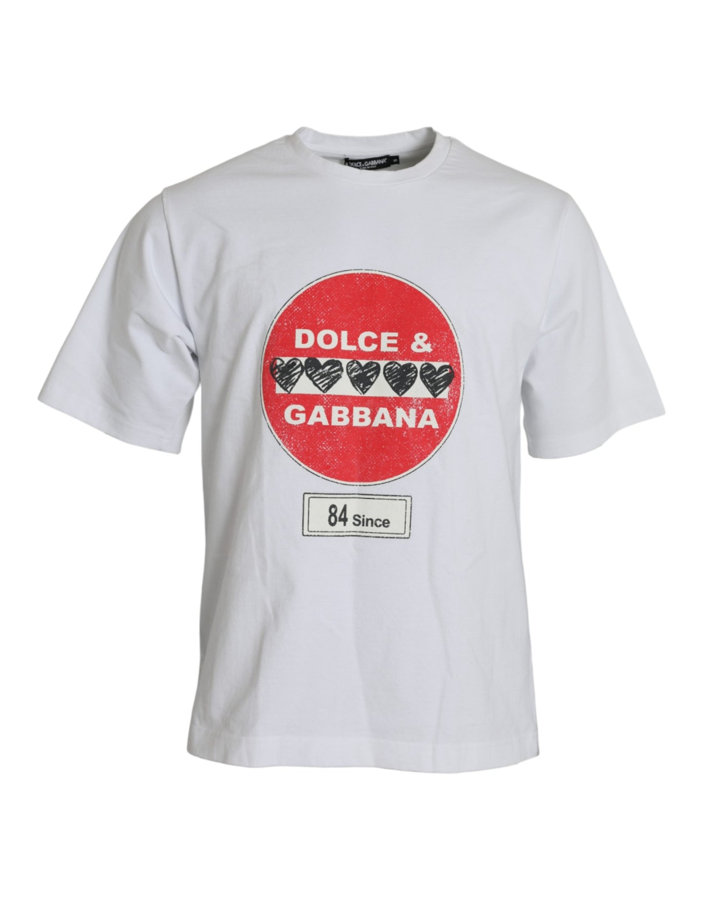 Dolce & Gabbana White Amor Heart Cotton Crewneck Short Sleeve T-shirt by Dolce & Gabbana