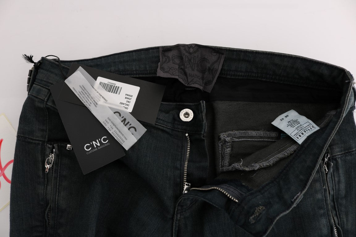 Costume National Gray Cotton Super Slim Denim Jeans